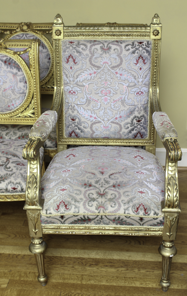 Set of Antique Louis XVI Style Giltwood Chairs