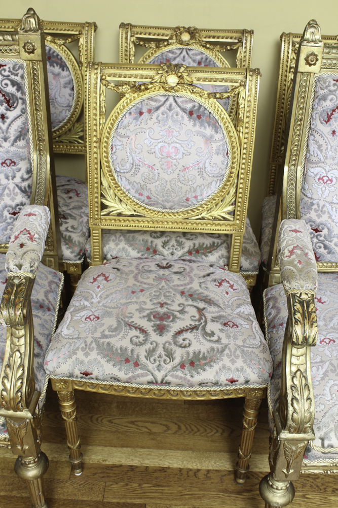 Set of Antique Louis XVI Style Giltwood Chairs