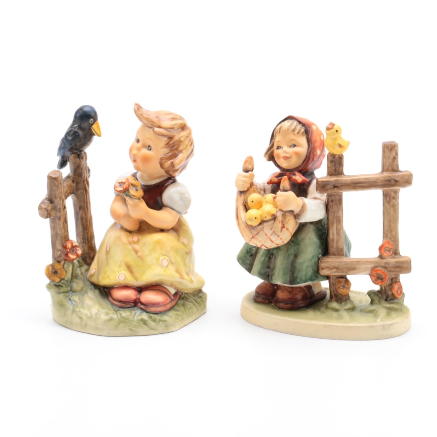 Vintage Hummel "Sing with Me" and "Chicken" Porcelain Figurines