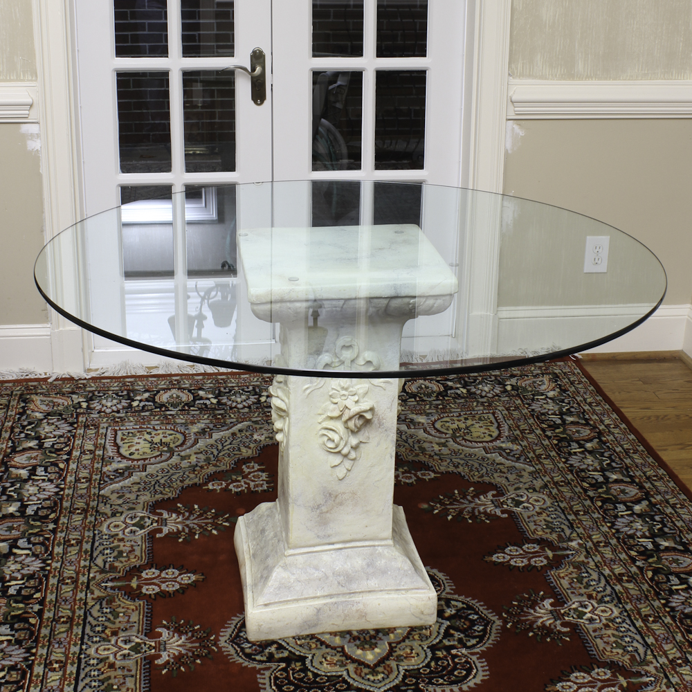 Entry Table with Cast Stone Pedestal