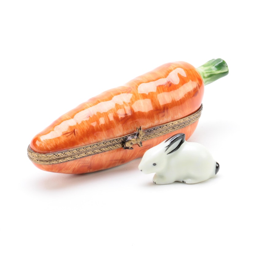 Limoges Hand-Painted Porcelain Carrot Trinket Box