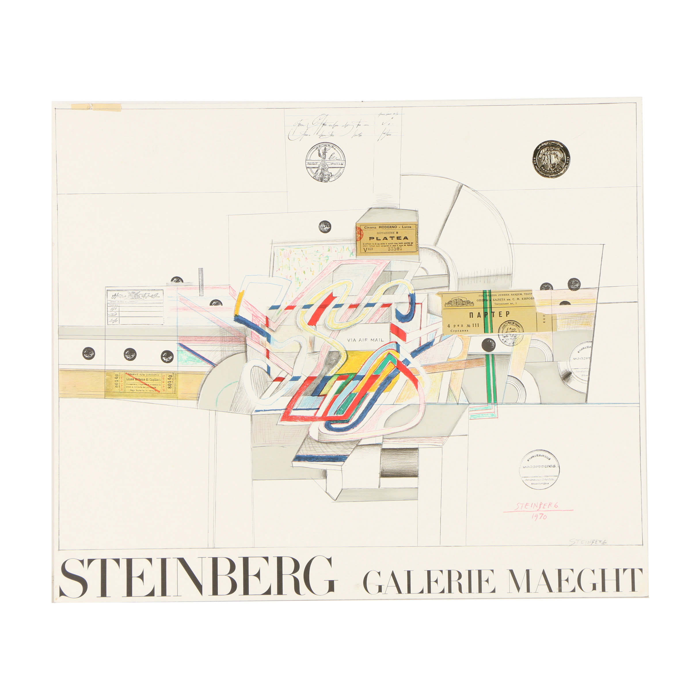 Saul Steinberg Lithographic Exhibition Poster