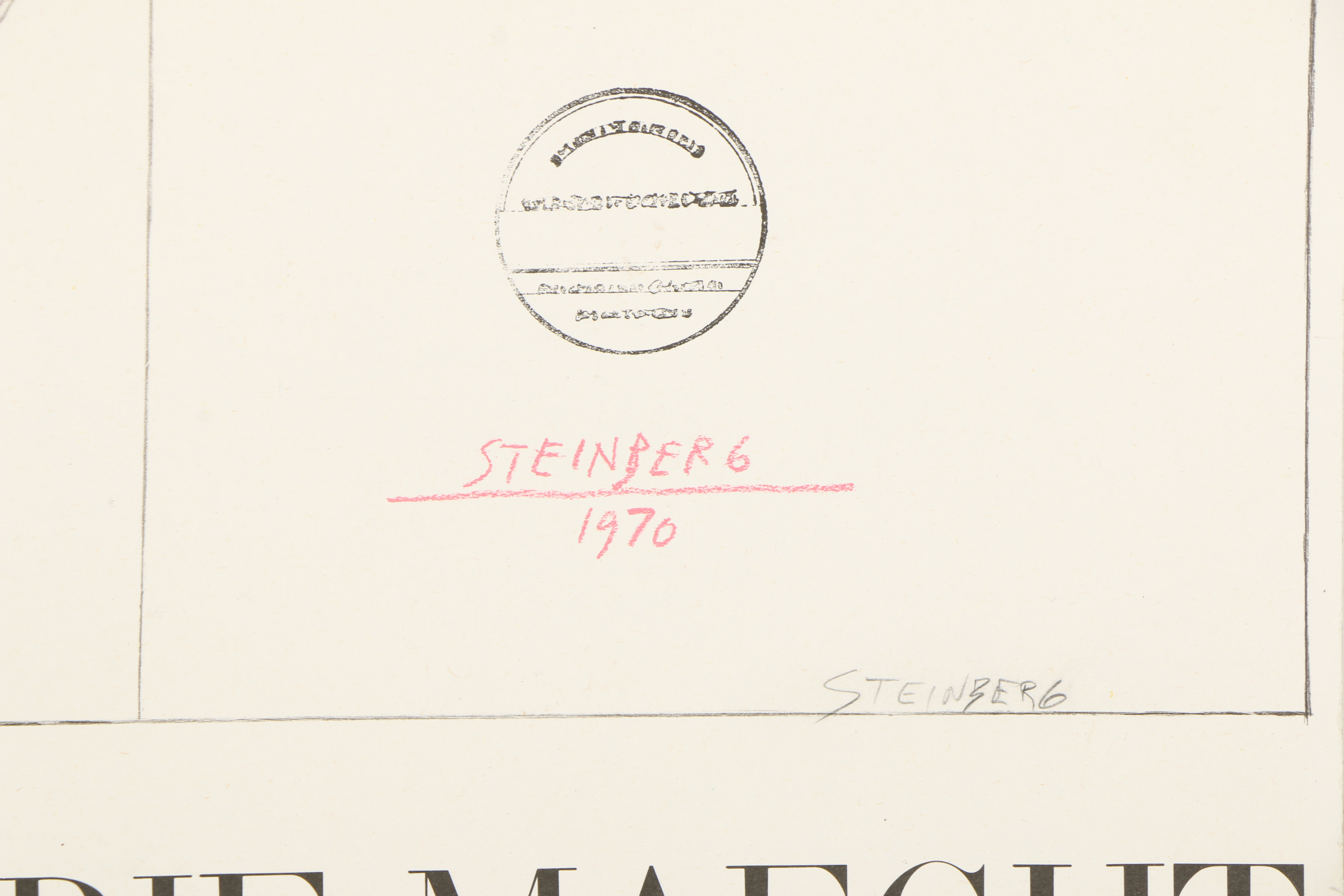 Saul Steinberg Lithographic Exhibition Poster