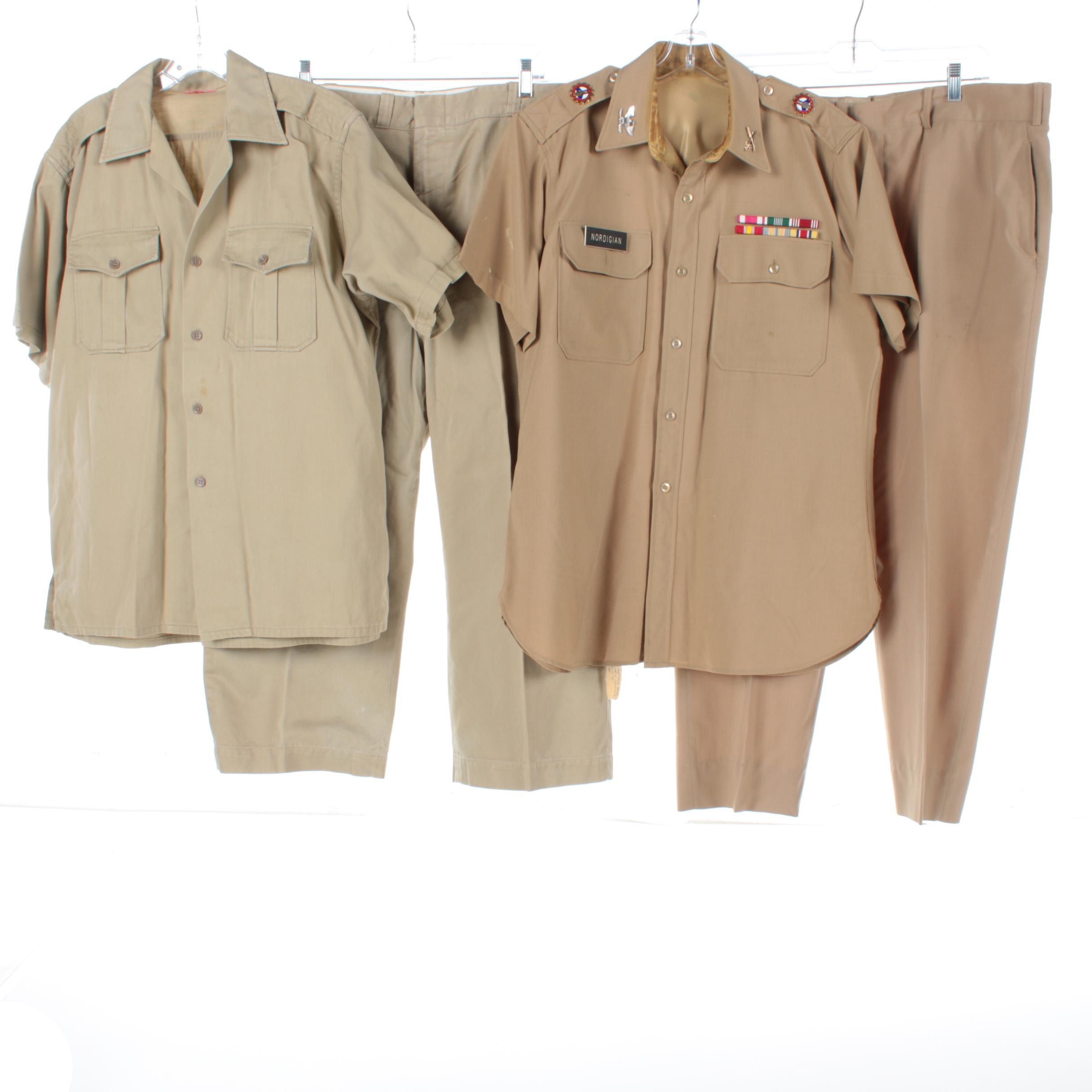 Men's Vintage Army Uniform with Ribbon Bars and Pins