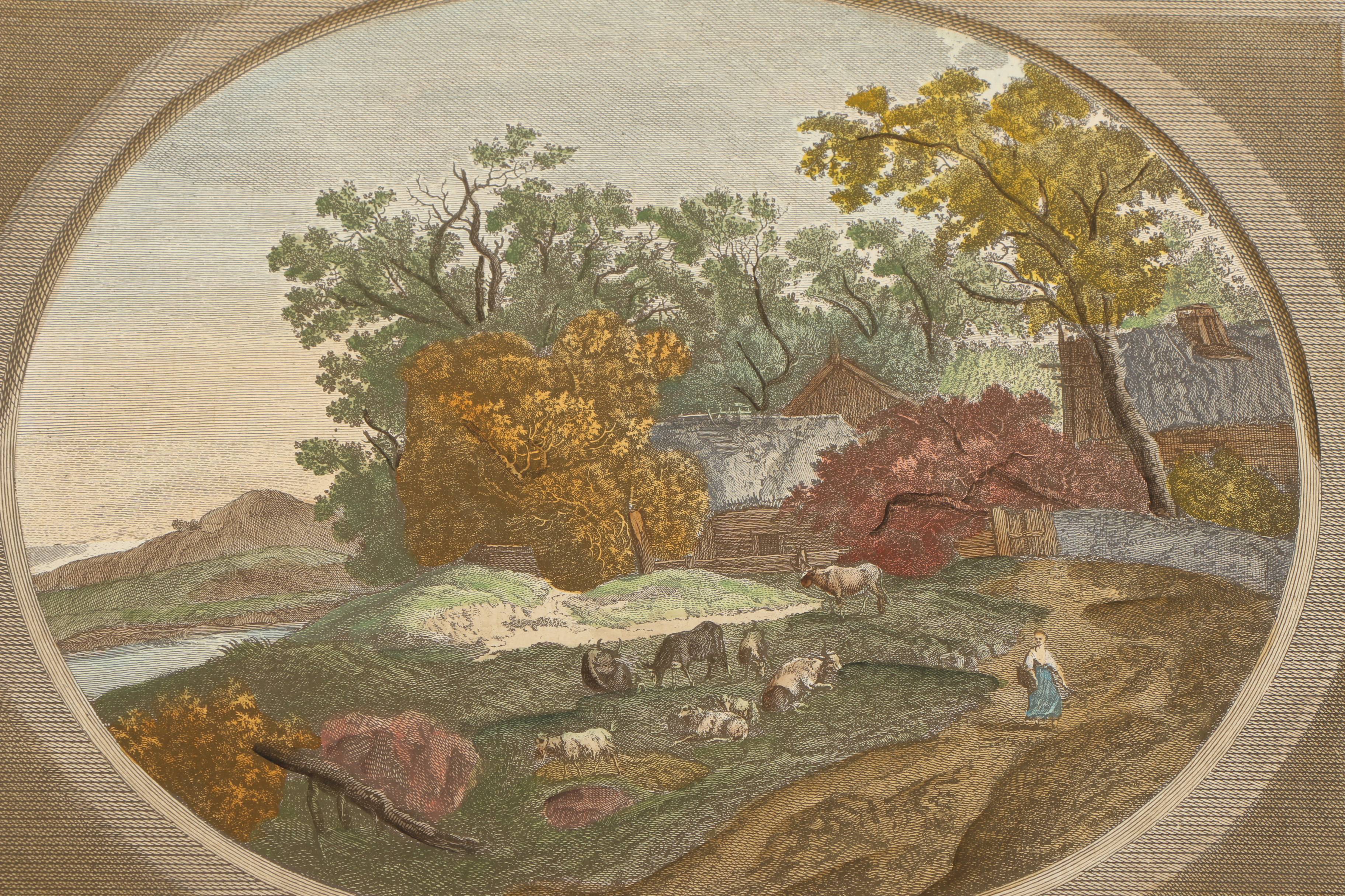 Hand Colored Engravings After S. P. Hackaert Including "Le Midi"