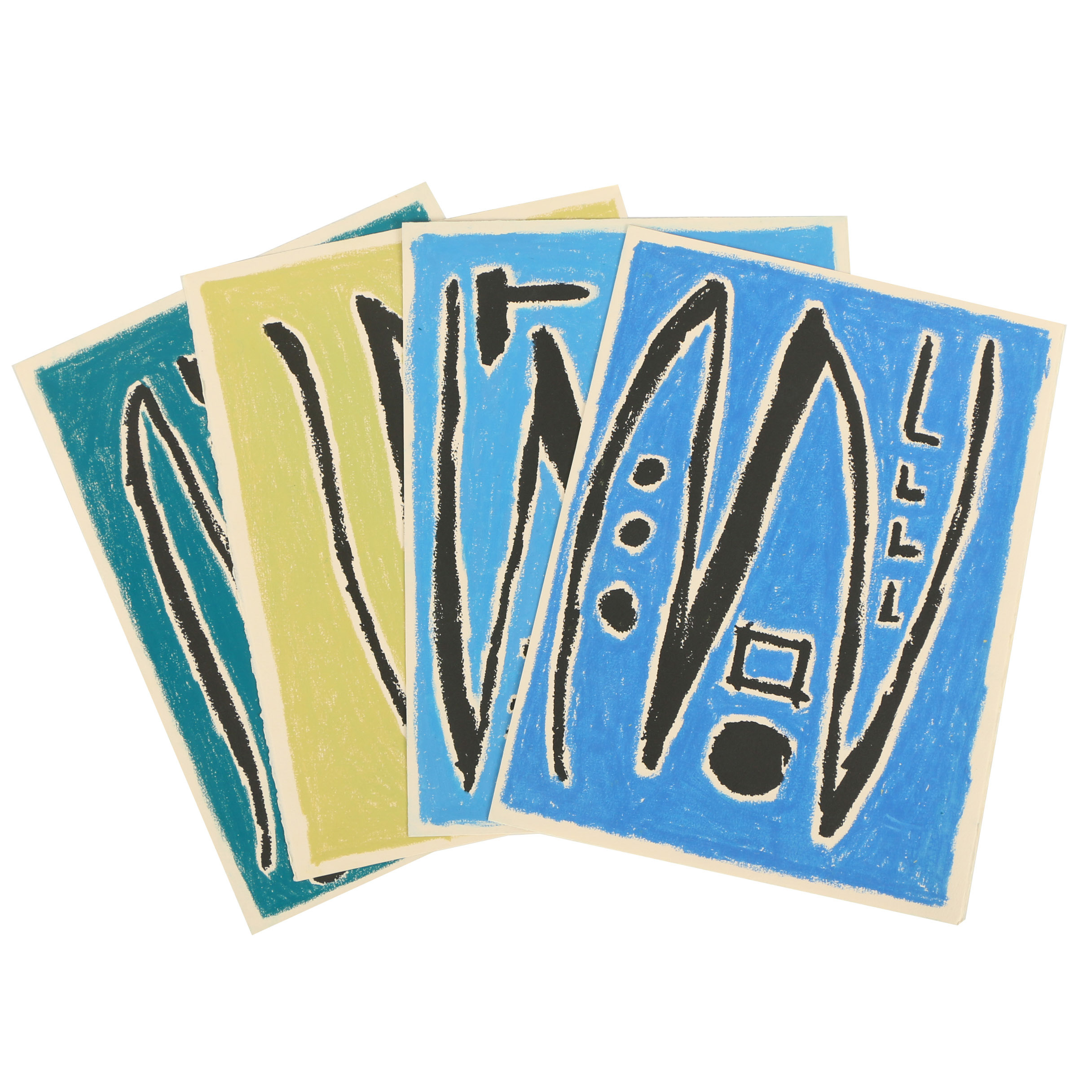 Four Abstract Mixed Media Drawings