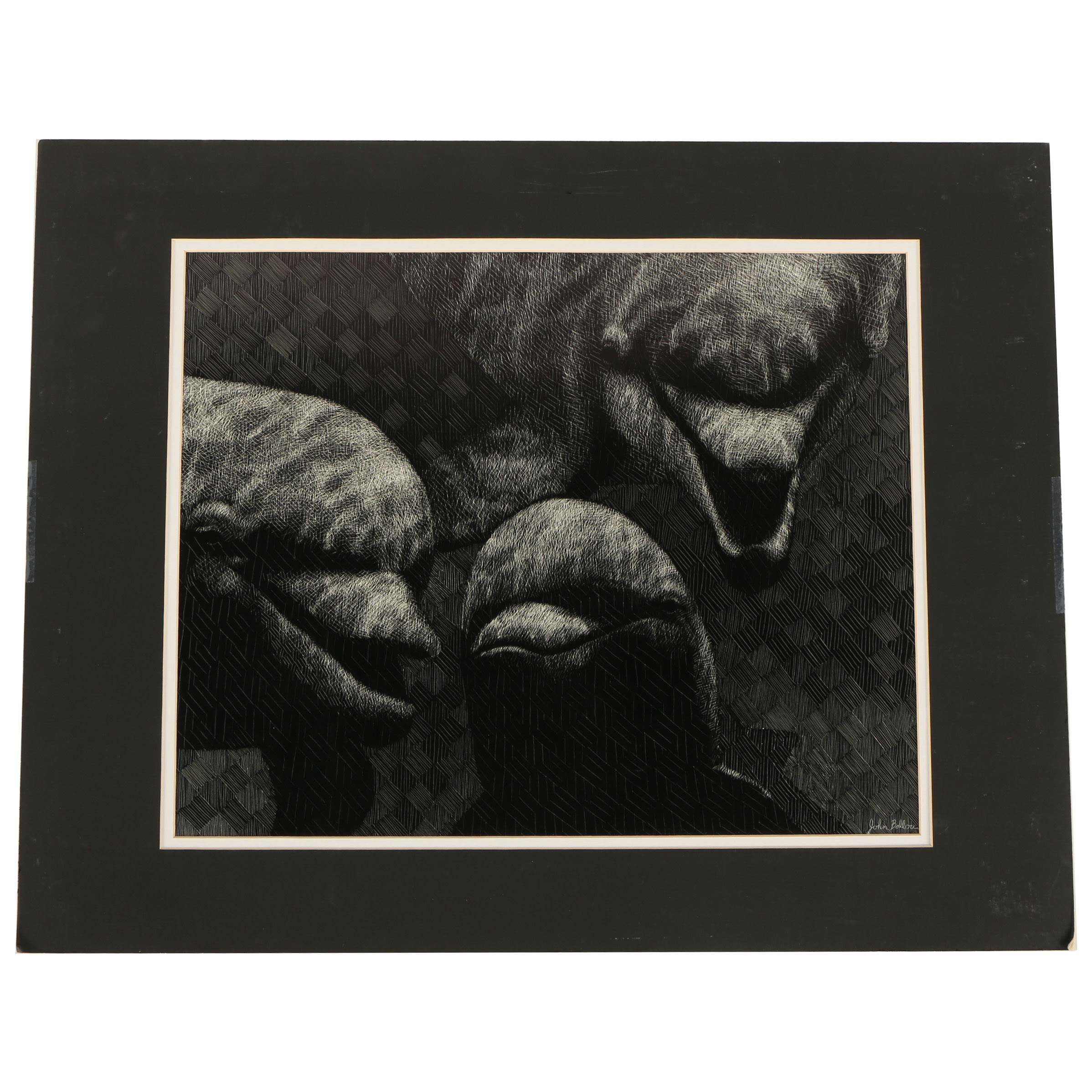 John Ballou Scratchboard Drawing