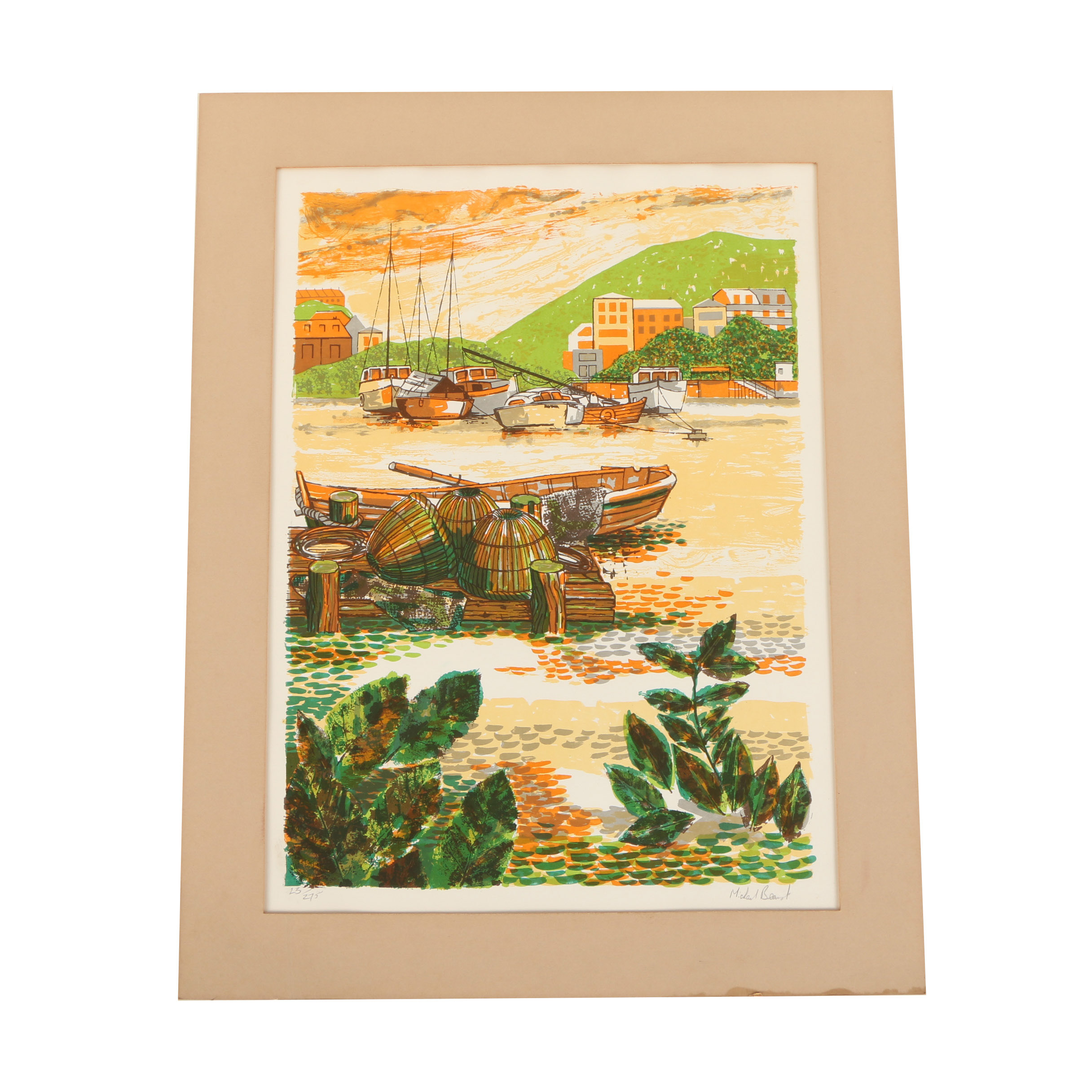 Michael Paul Beaumont Lithograph of a Coastal Scene