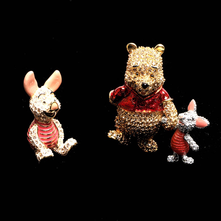 Arribas for Disney "Winnie the Pooh" and "Piglet" Jeweled Figurines