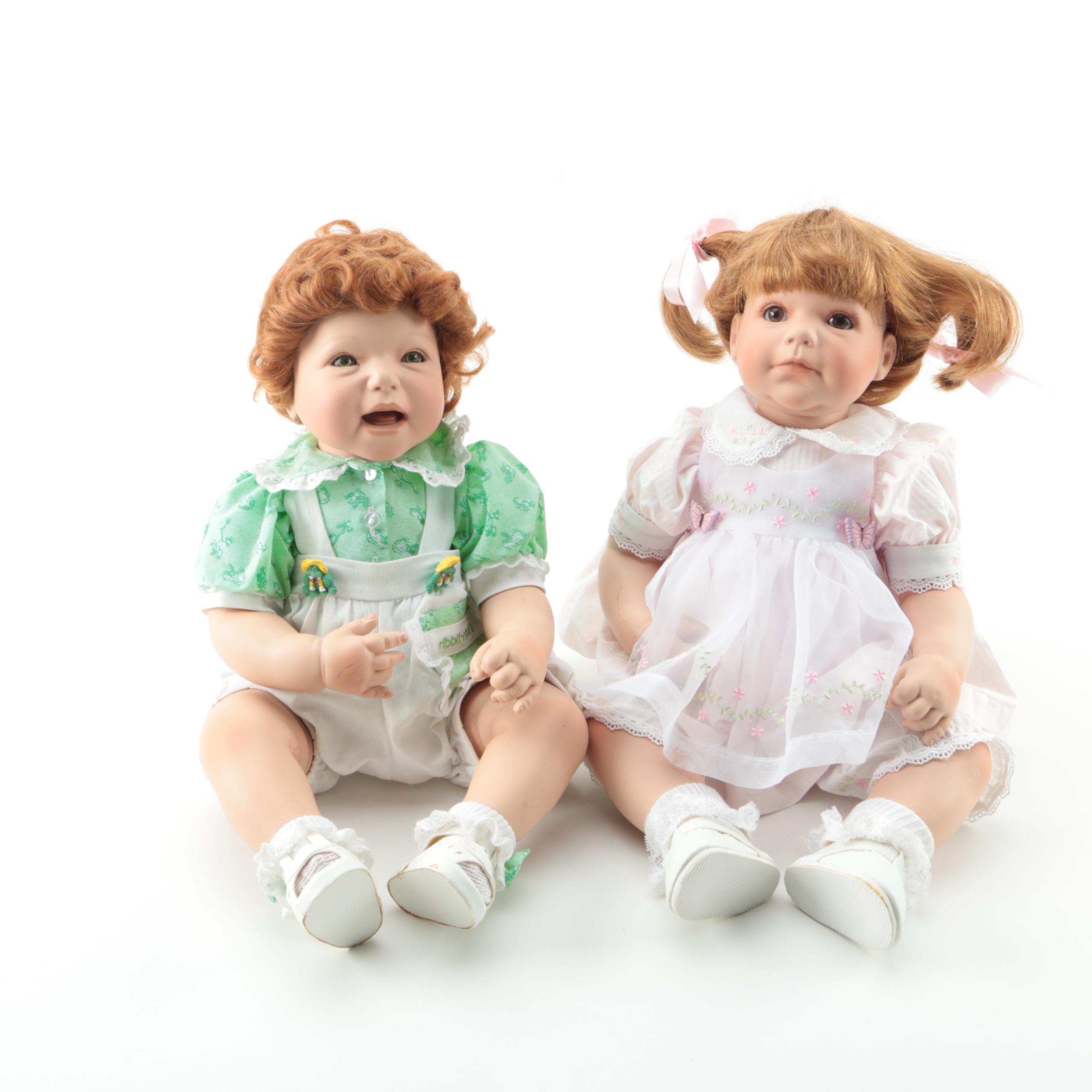 Danbury Mint Seated Porcelain Toddler Dolls