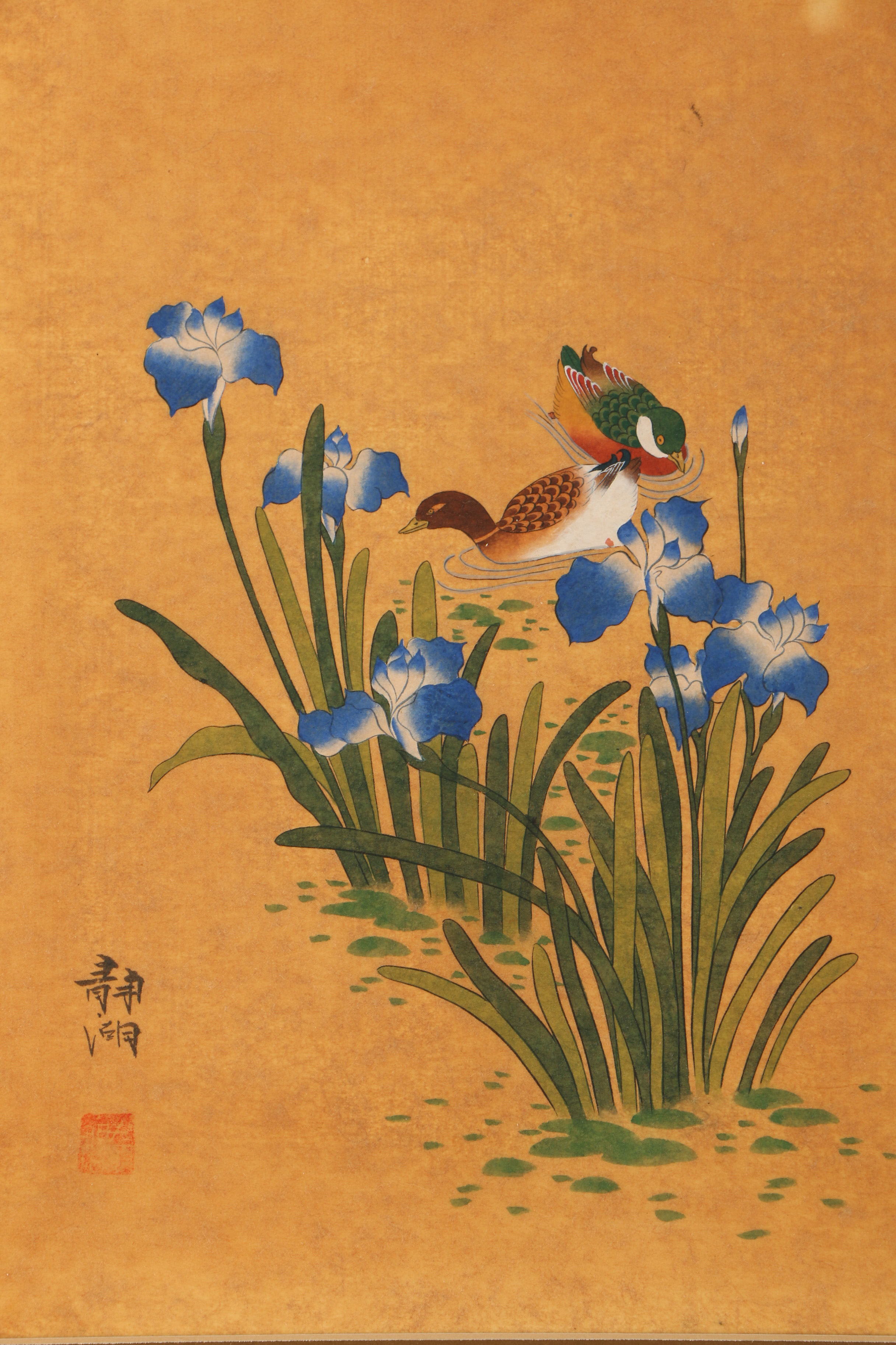 East Asian Watercolor and Gouache Paintings with Bird and Floral Motif