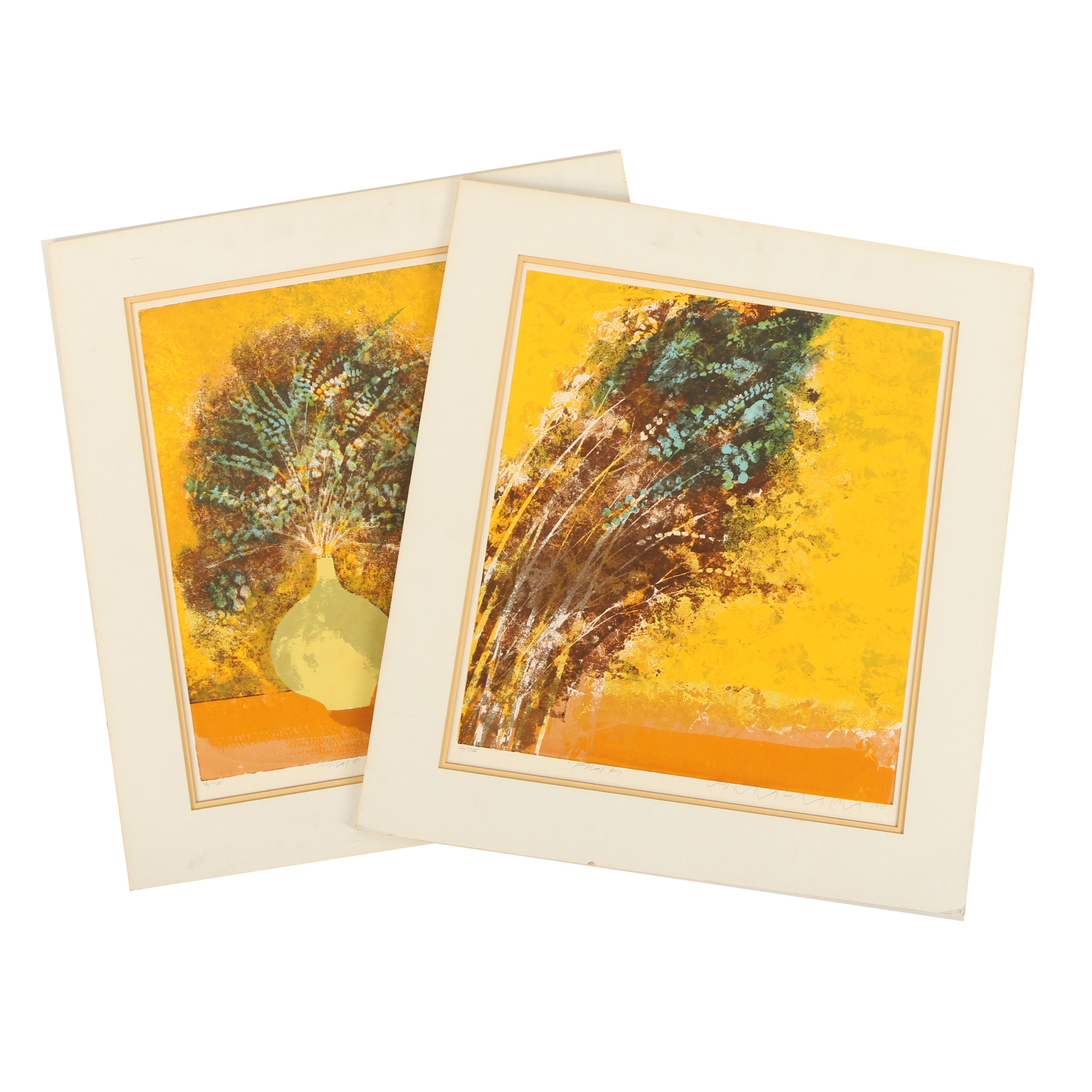 Howard Bradford 1978 Serigraphs "Floral #1" and "Floral "#2"