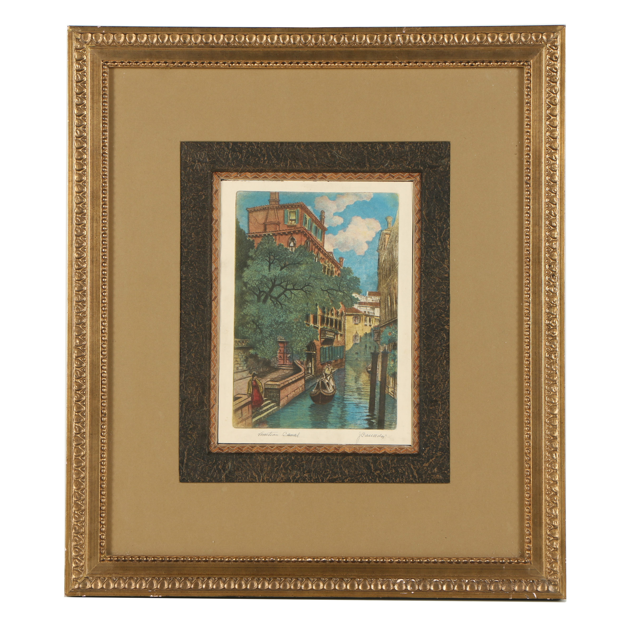 J. Cassady Etching "Venetian Canal"