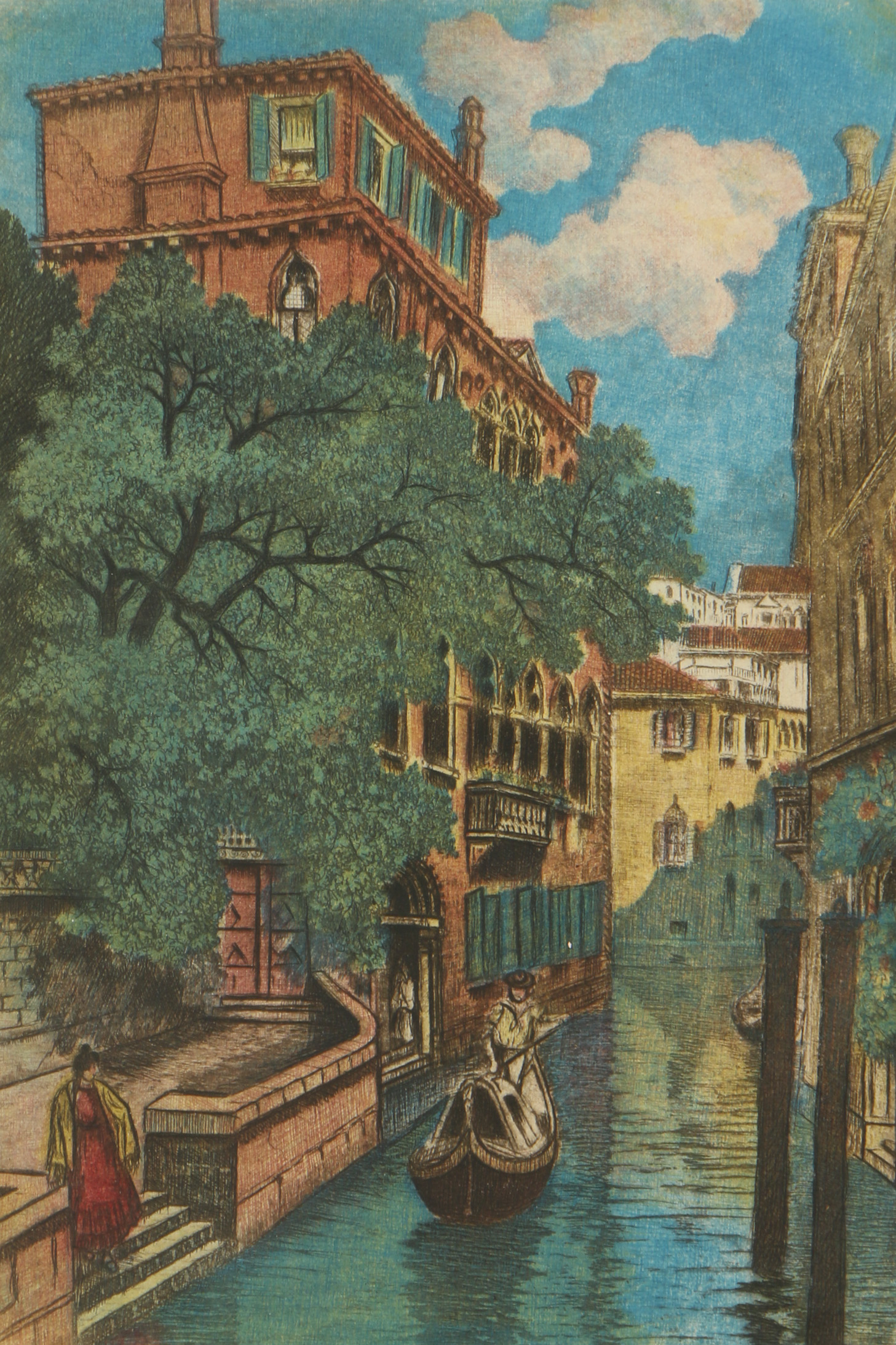 J. Cassady Etching "Venetian Canal"