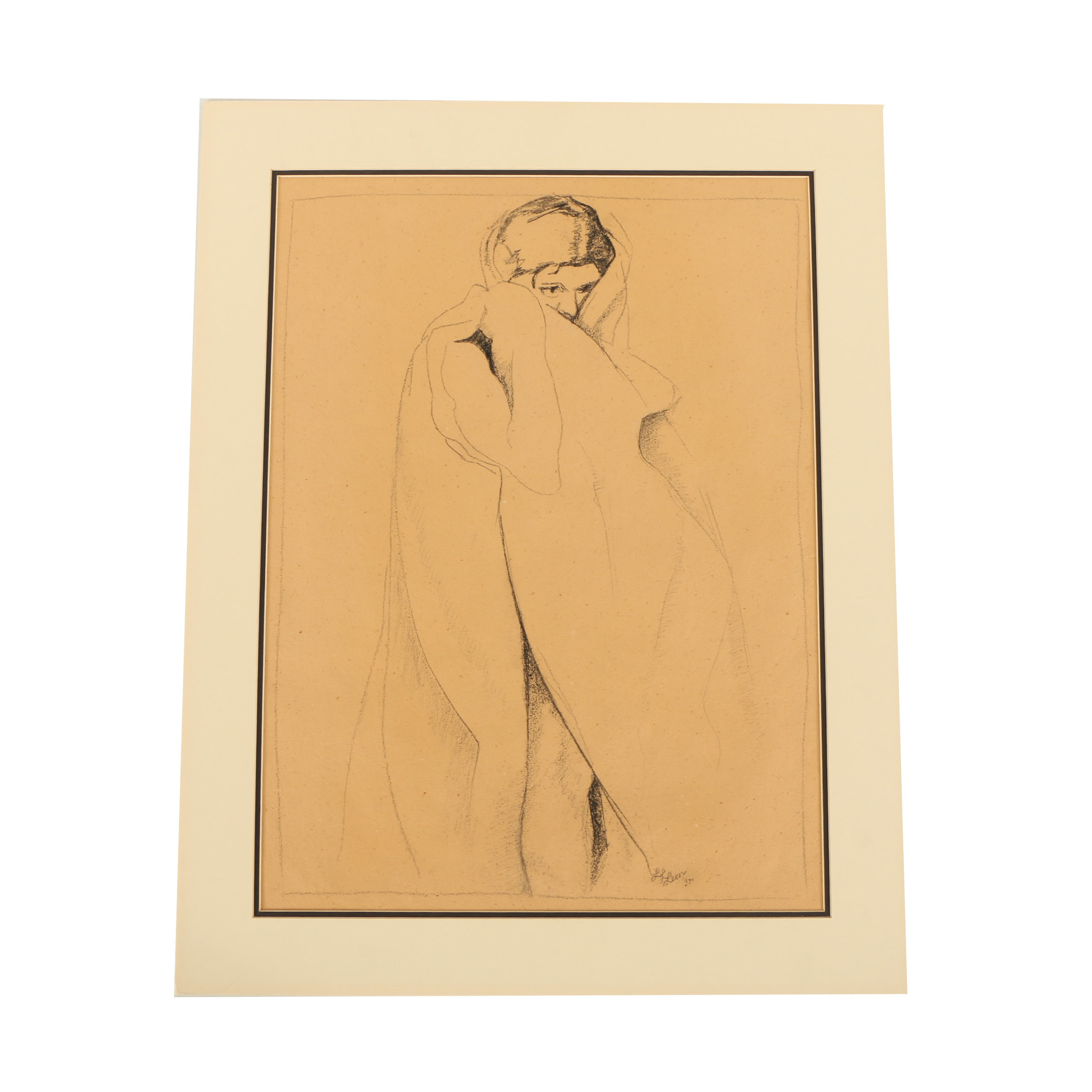 L. Leon Graphite Drawing of a Woman