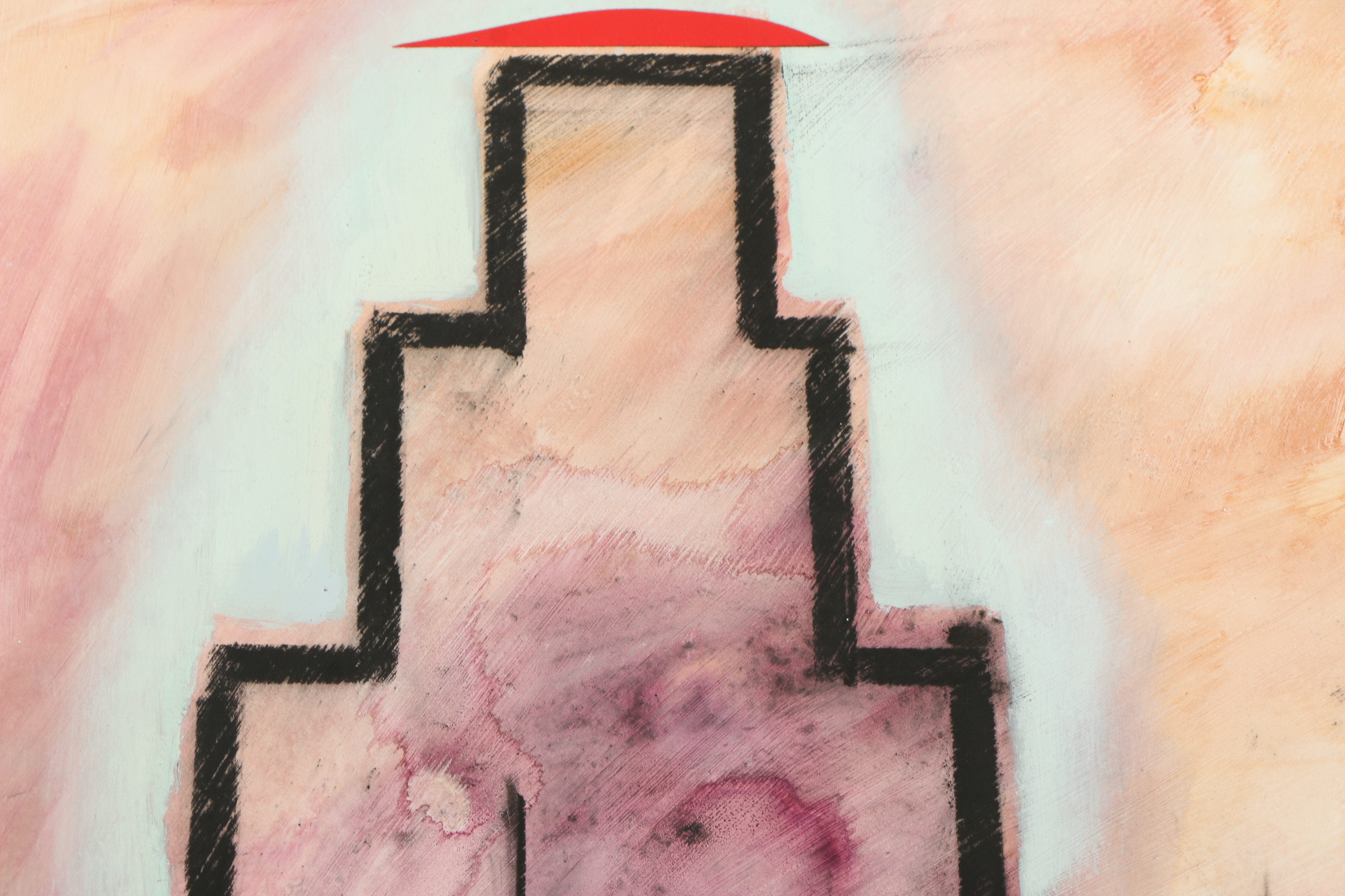 Abstract Oil Painting with Copper-tone Foil