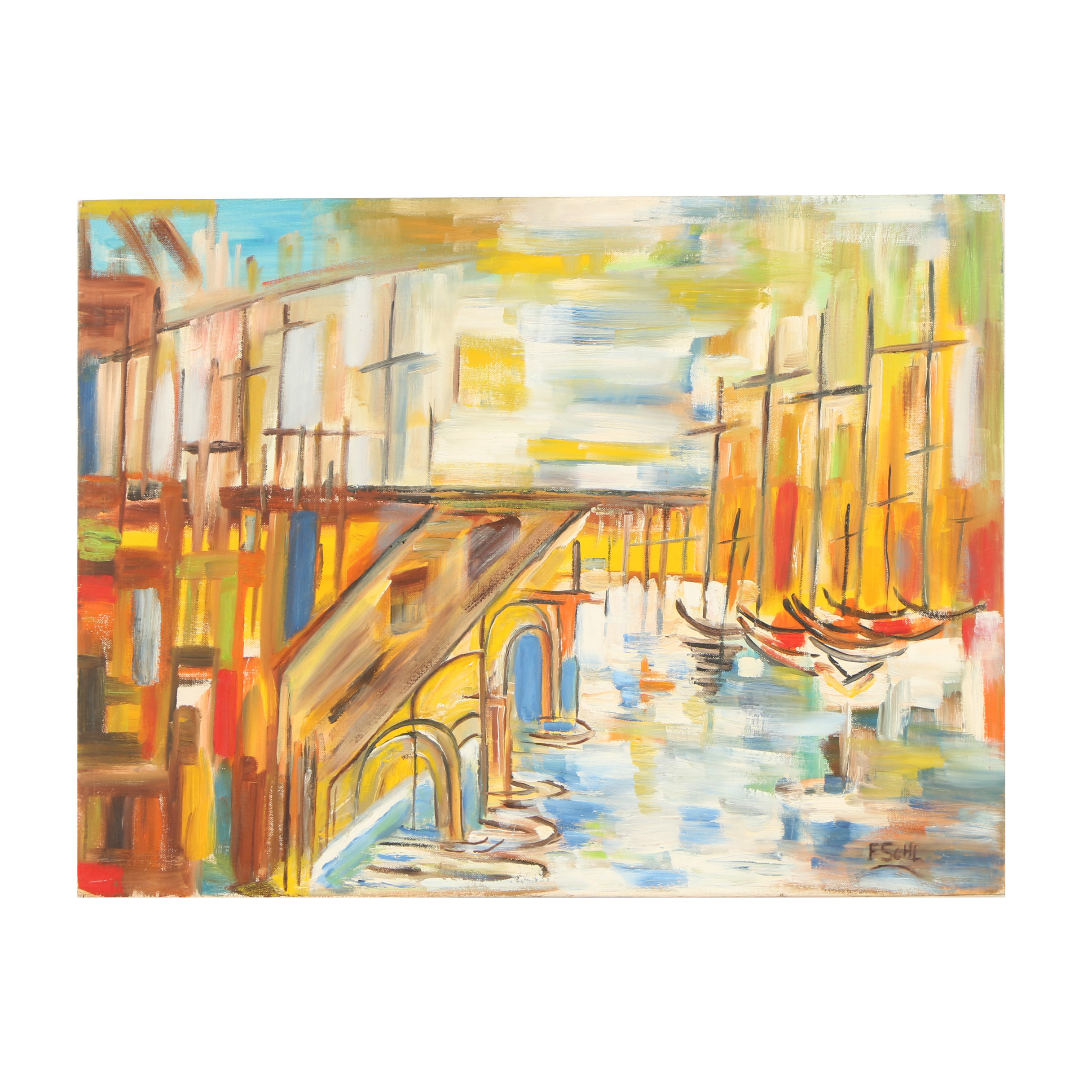 Fschl Abstract Oil Painting on Canvas Board