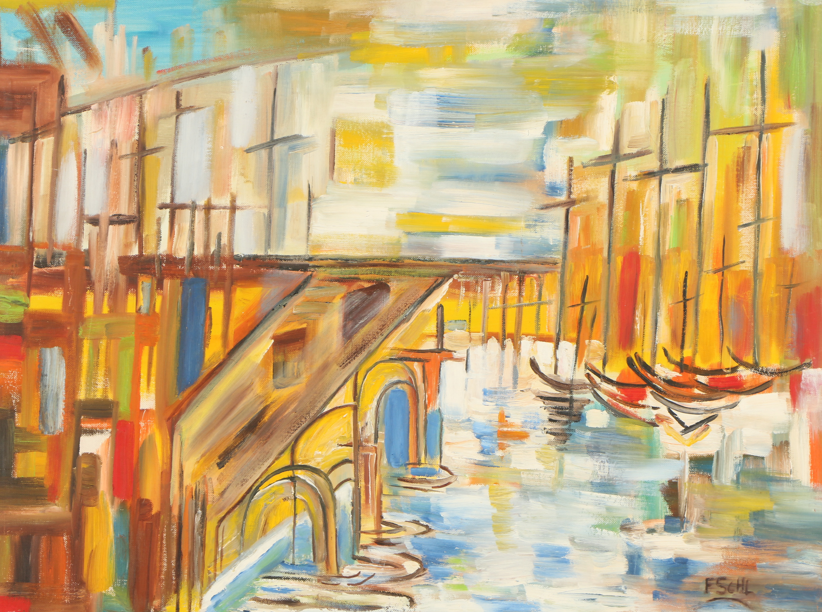 Fschl Abstract Oil Painting on Canvas Board