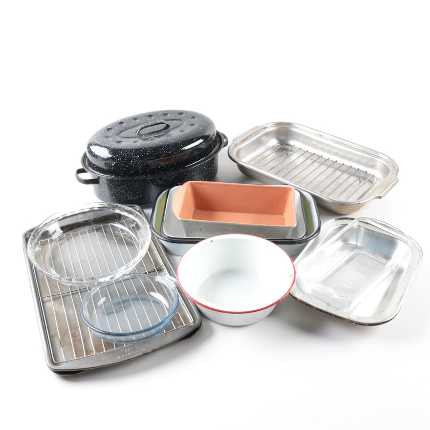 Glass and Metal Bakeware Featuring Pyrex