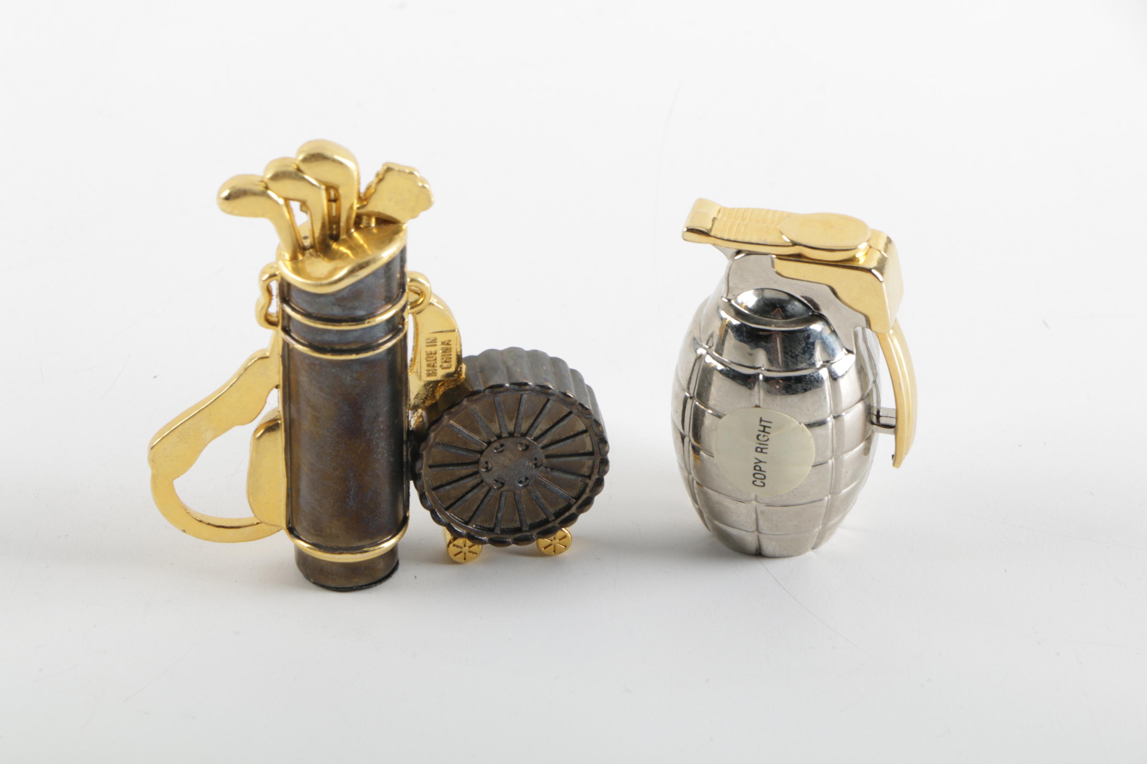 Miniature Golf Bag and Grenade Style Desk Clocks