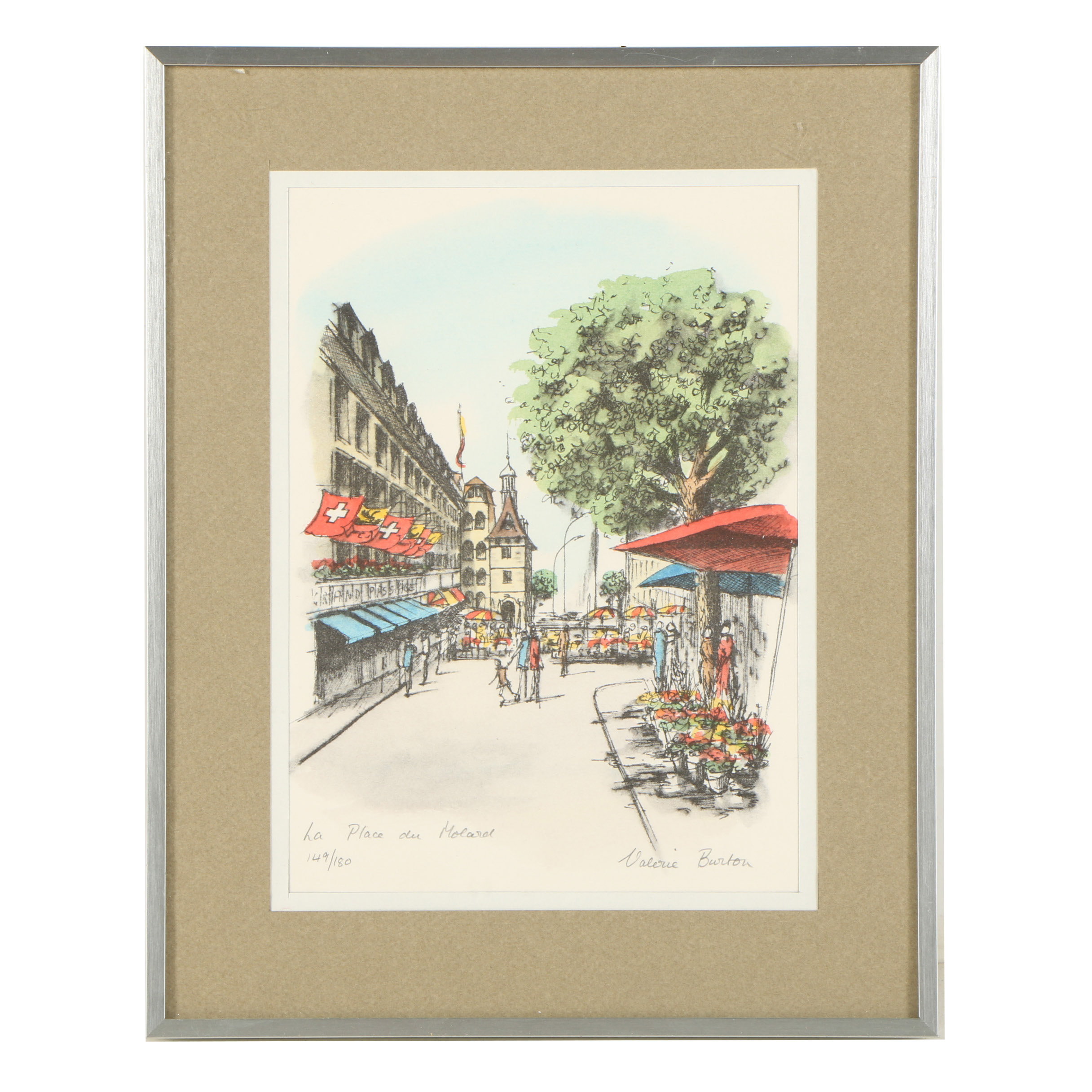 Valerie Burton Limited Edition Halftone Print "La Place du Molard"