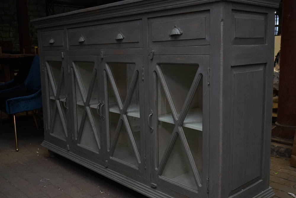Contemporary Gray Painted Credenza