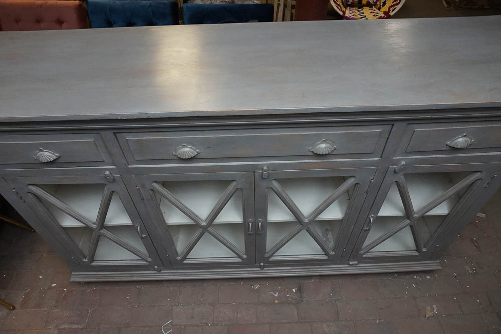 Contemporary Gray Painted Credenza