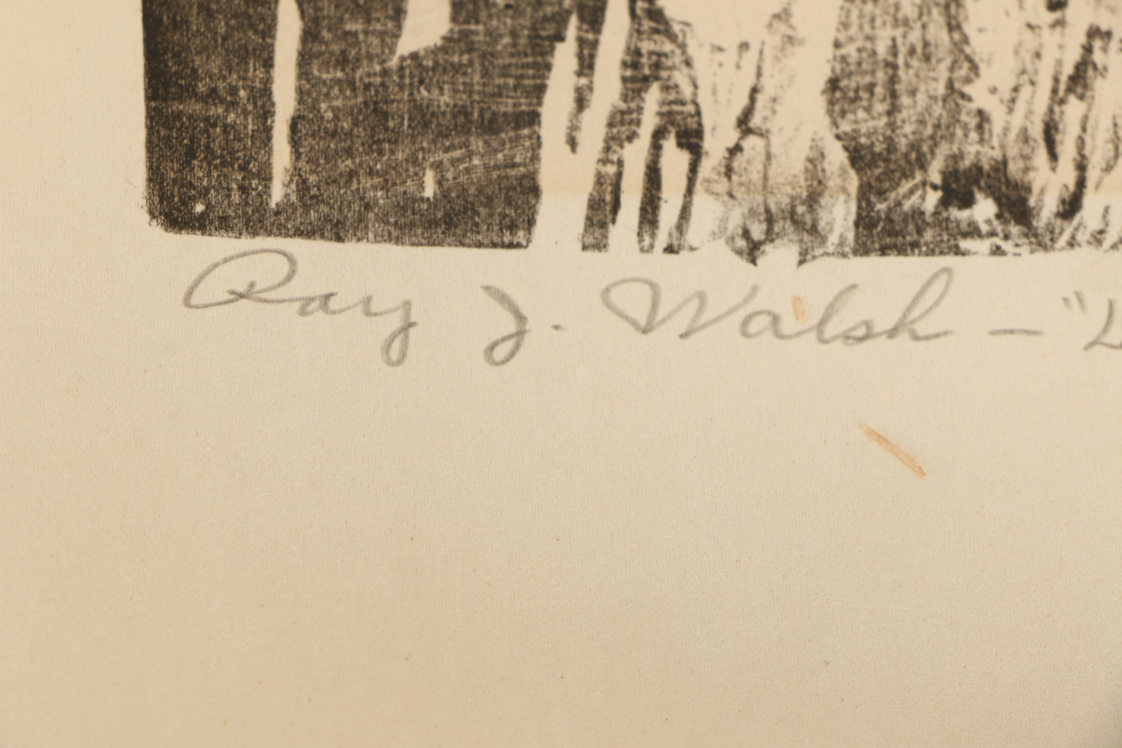 Ray J. Walsh Woodcut "Descent From the Cross"