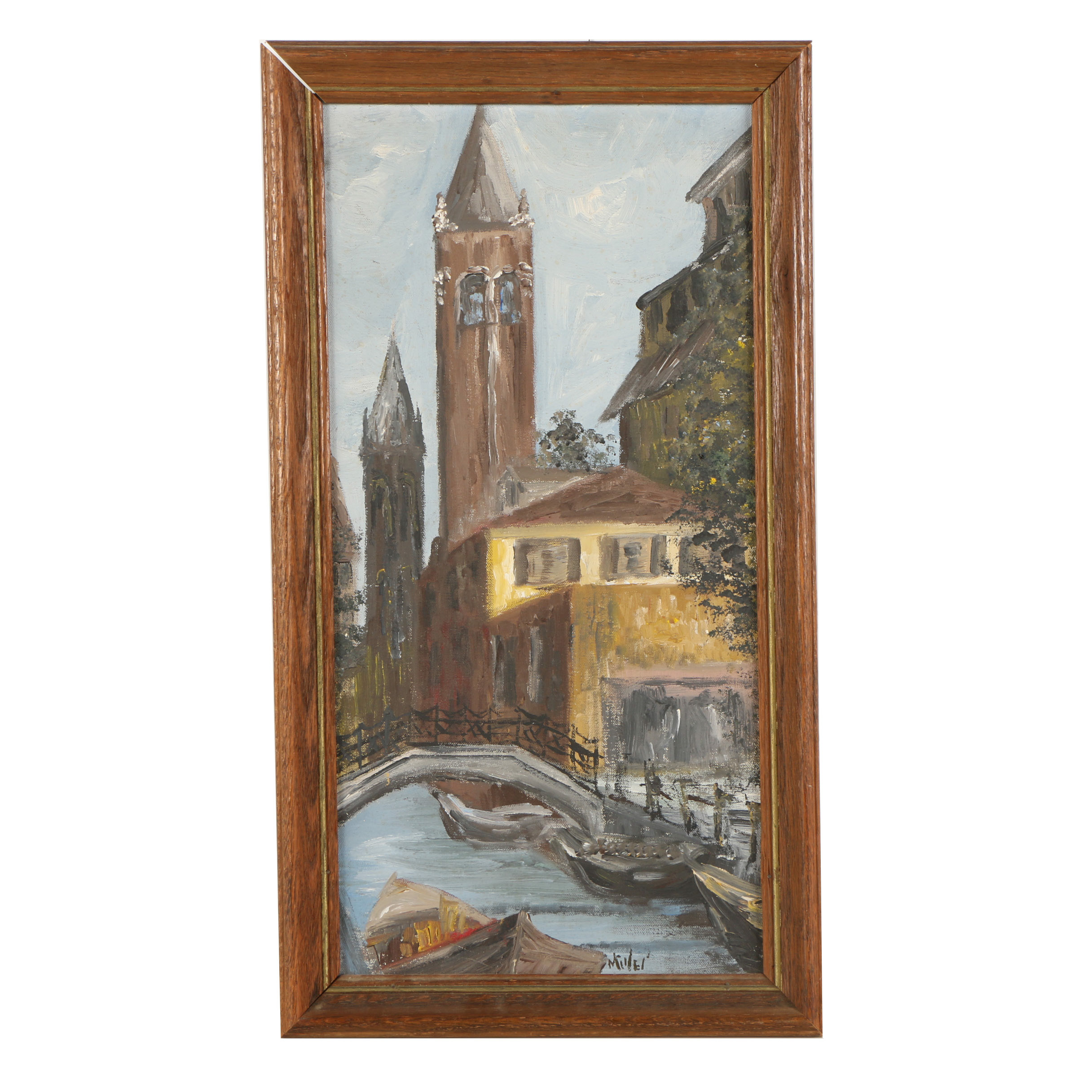 Millei Oil Painting of European Canal Scene