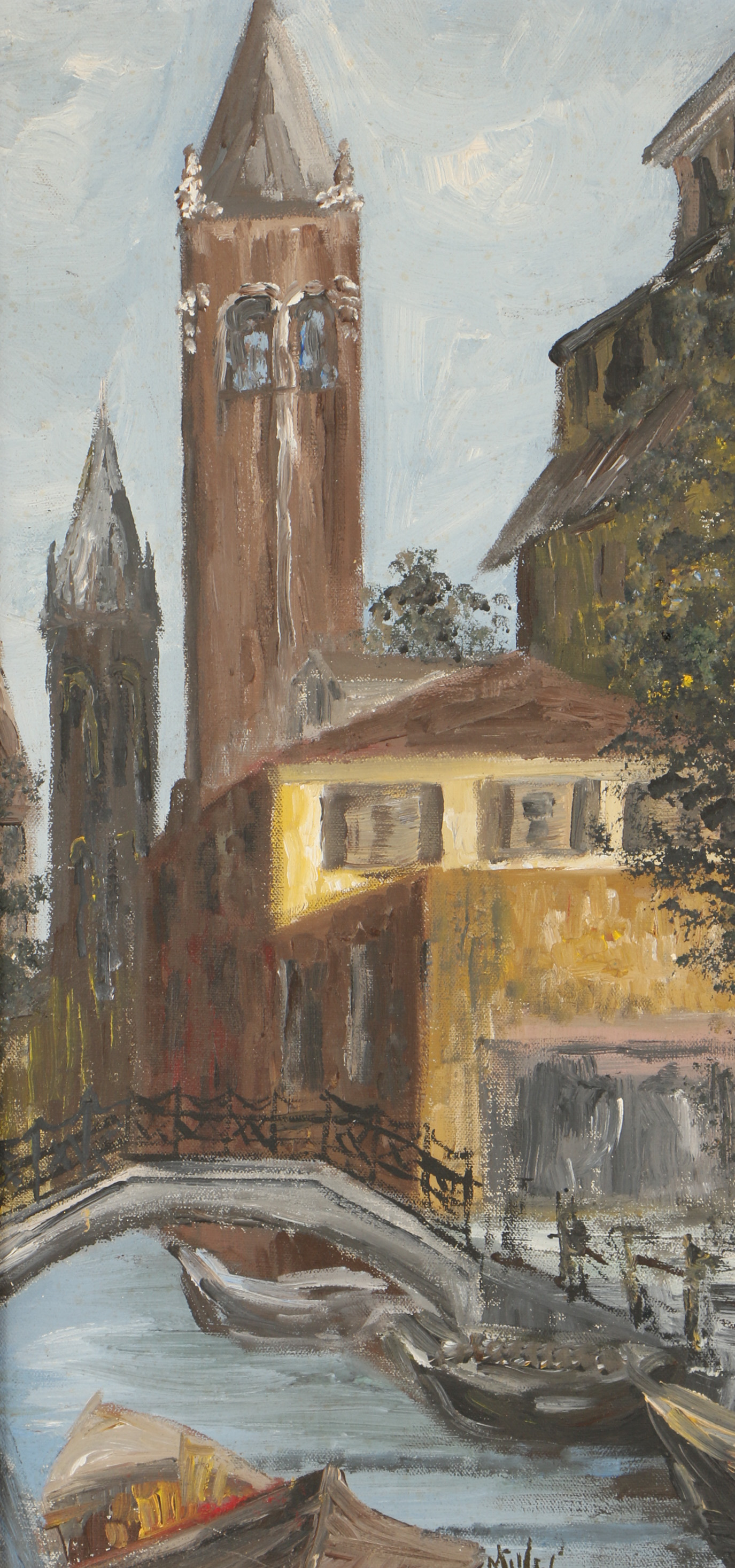 Millei Oil Painting of European Canal Scene