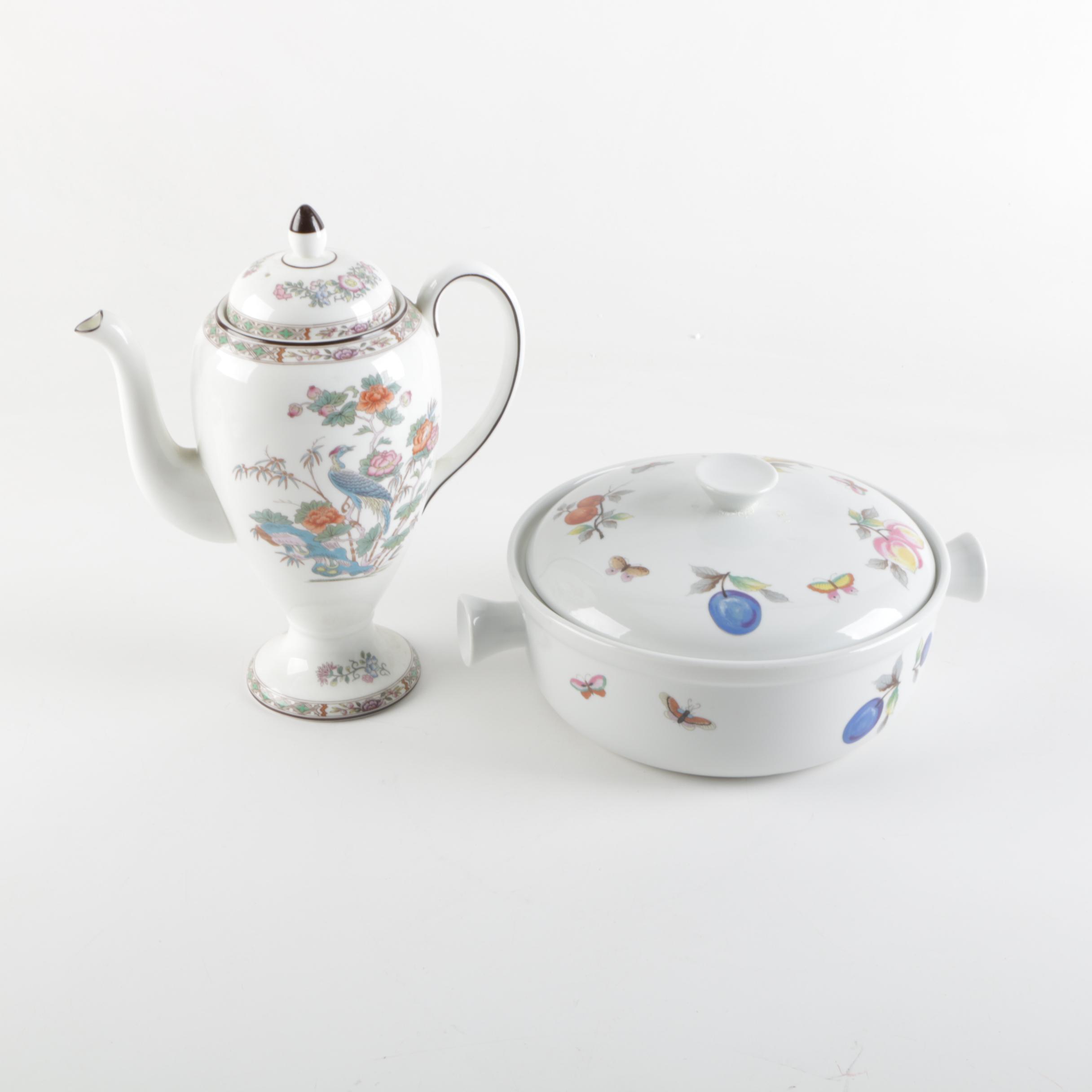 Wedgwood "Kutani Crane" Coffee Pot and Andrea by Sadek "Fruit" Cocotte