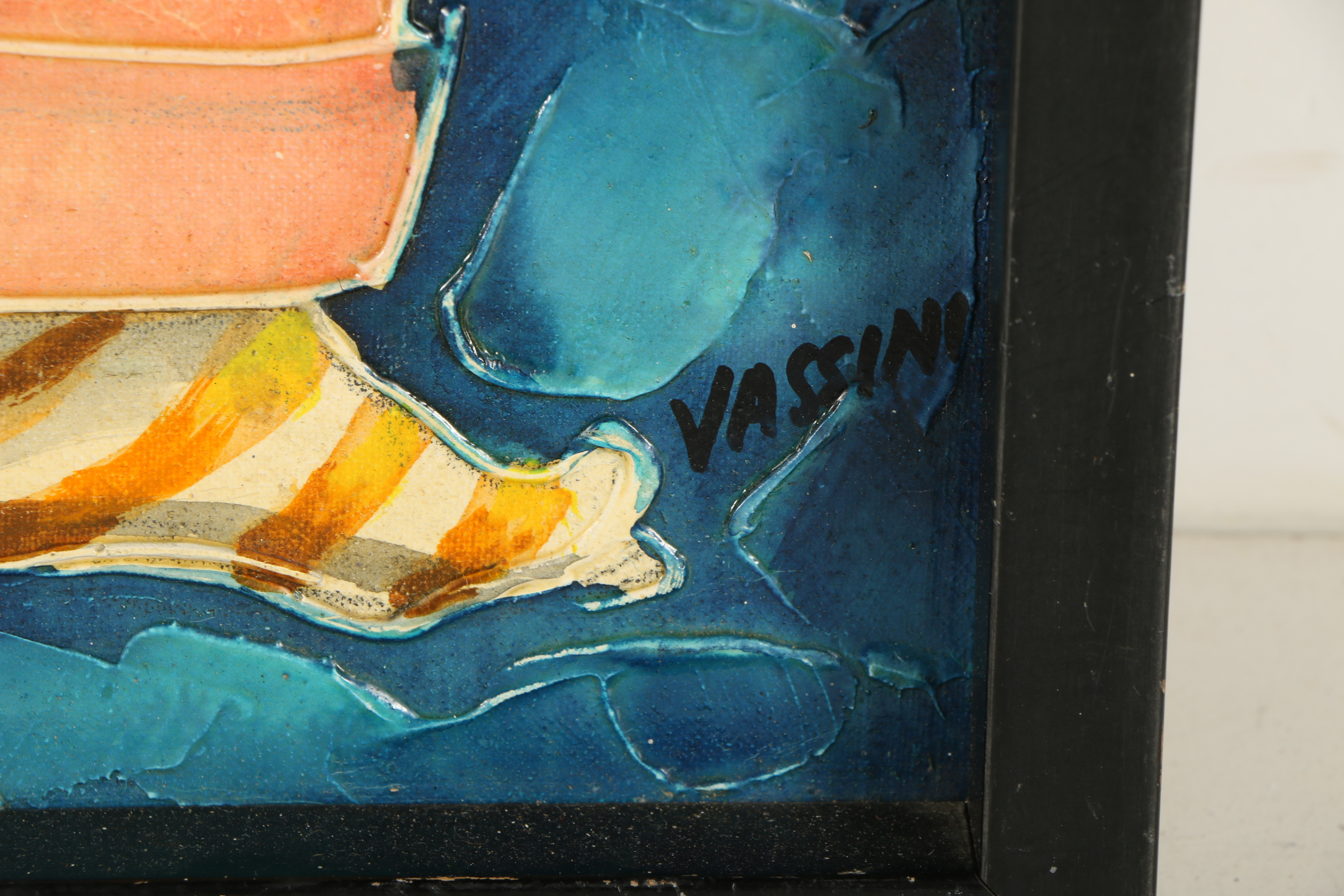 Vassini Circa 1970s Mixed Media Portraits of Boy and Girl