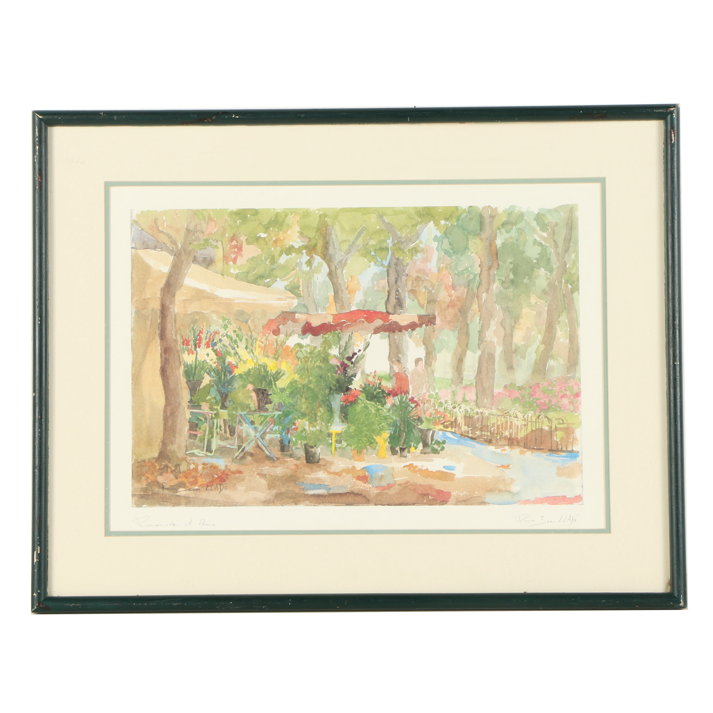 Pierre-Jean Lladó Offset Lithographic Reproduction Print "Promenade et Fleurs"