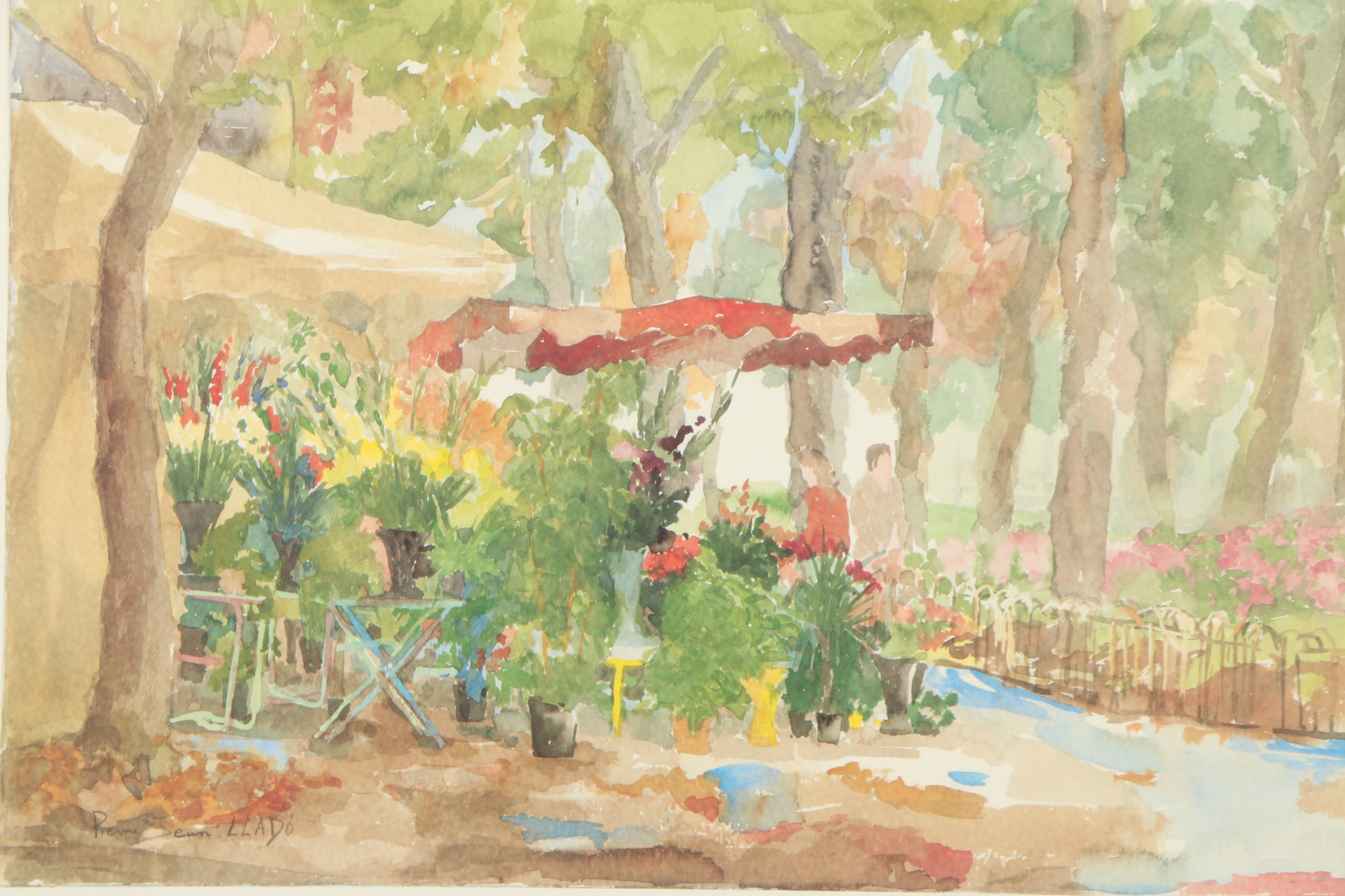 Pierre-Jean Lladó Offset Lithographic Reproduction Print "Promenade et Fleurs"