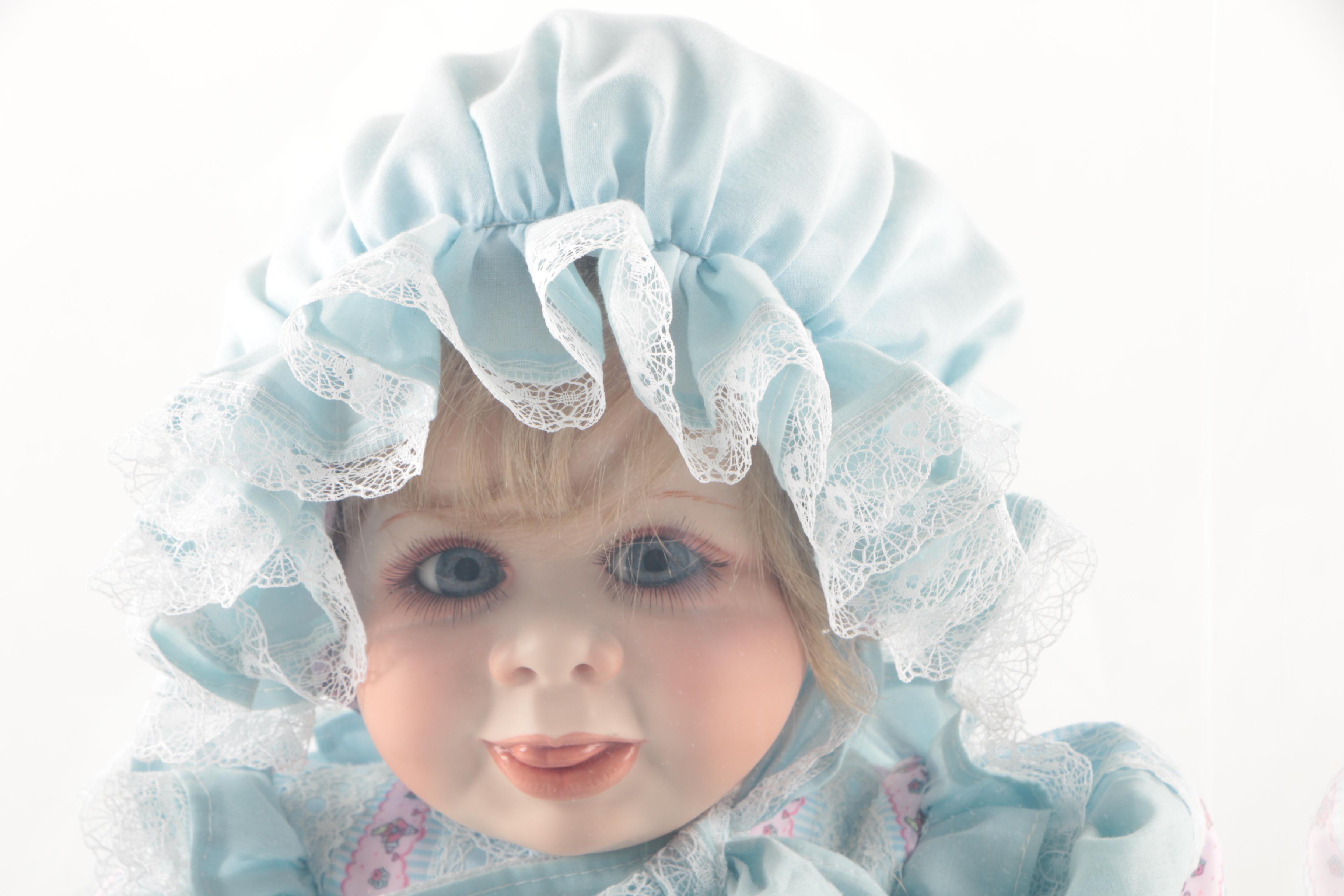 Luan Torrey Signed Porcelain Doll with Display Case