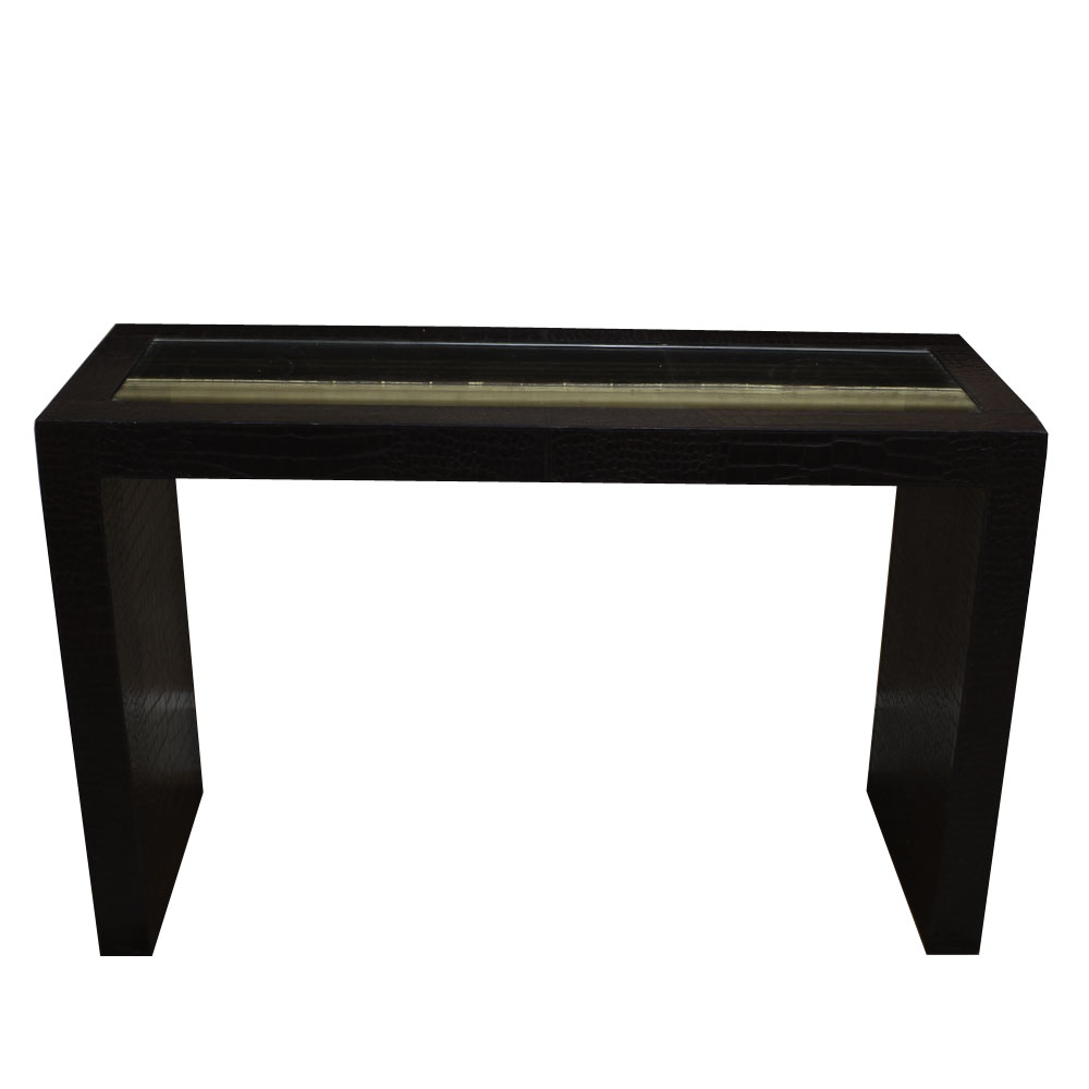 Contemporary Faux Alligator Embossed Console Table