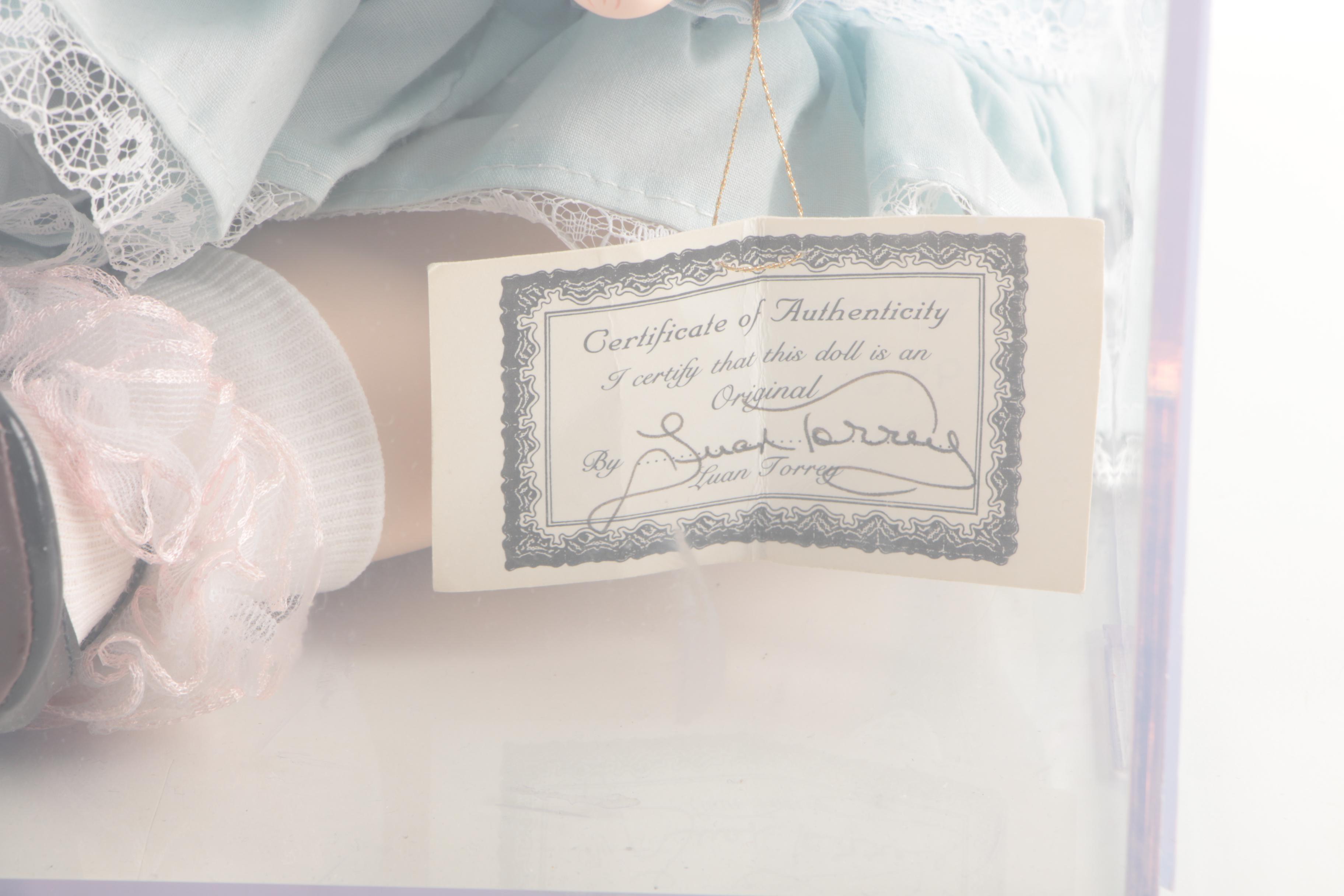 Luan Torrey Signed Porcelain Doll with Display Case