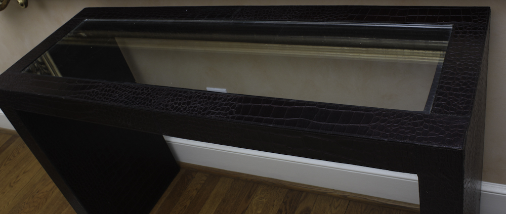 Contemporary Faux Alligator Embossed Console Table