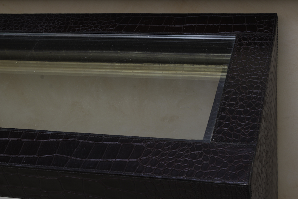 Contemporary Faux Alligator Embossed Console Table
