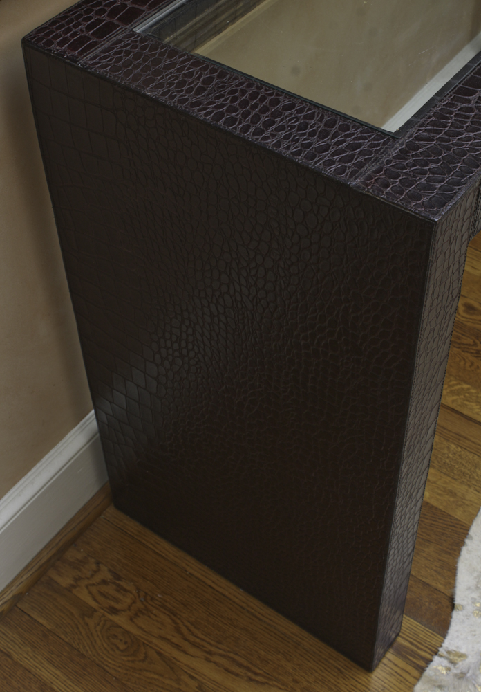 Contemporary Faux Alligator Embossed Console Table