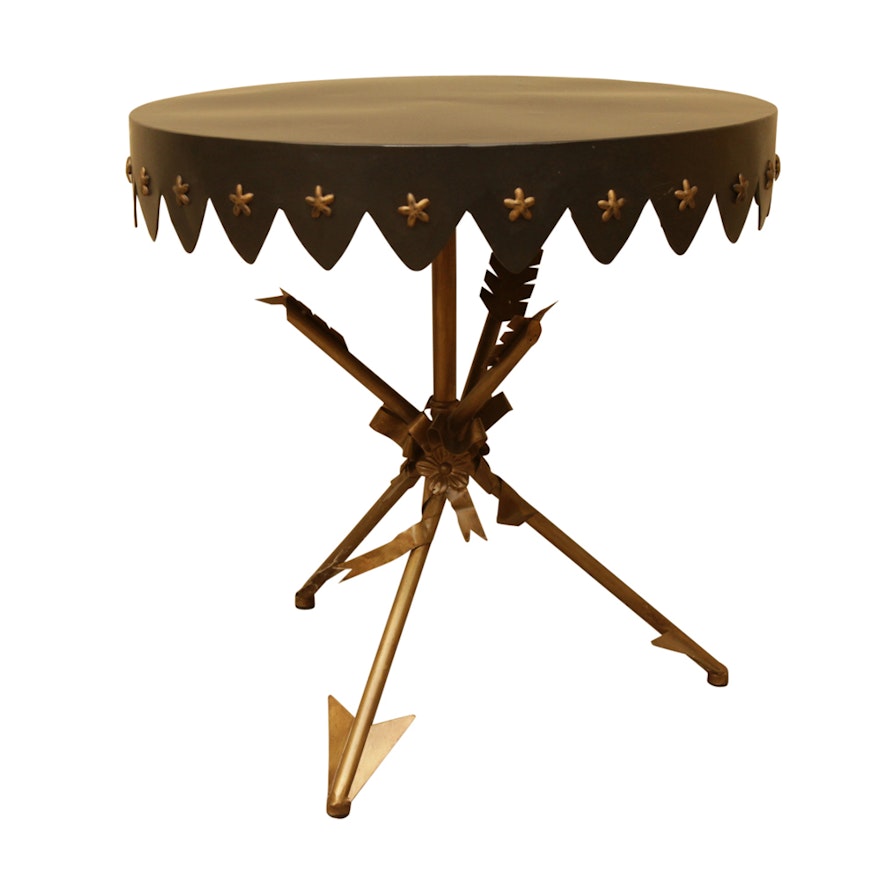 Neoclassical Style Arrow Base Metal Accent Table