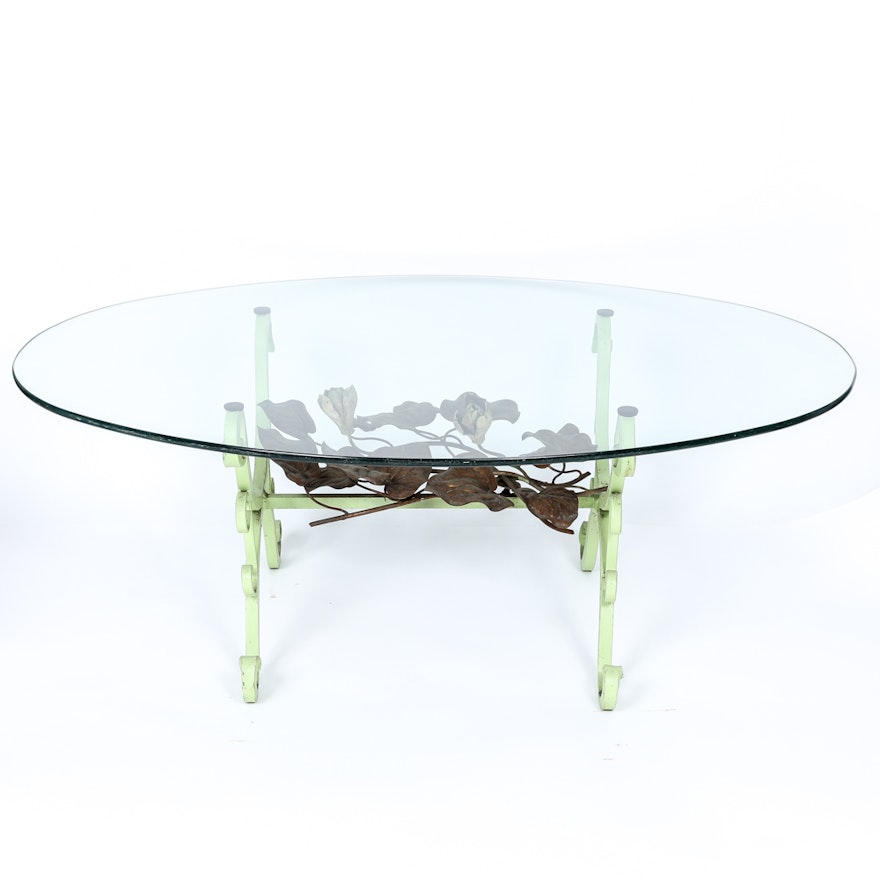 Wrought Iron and Ornamental Brass Coffee Table