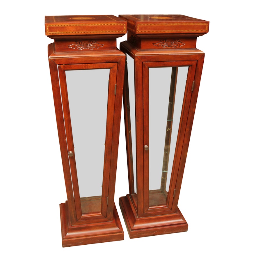 Pair of Italian Style Display Pedestal Cabinets