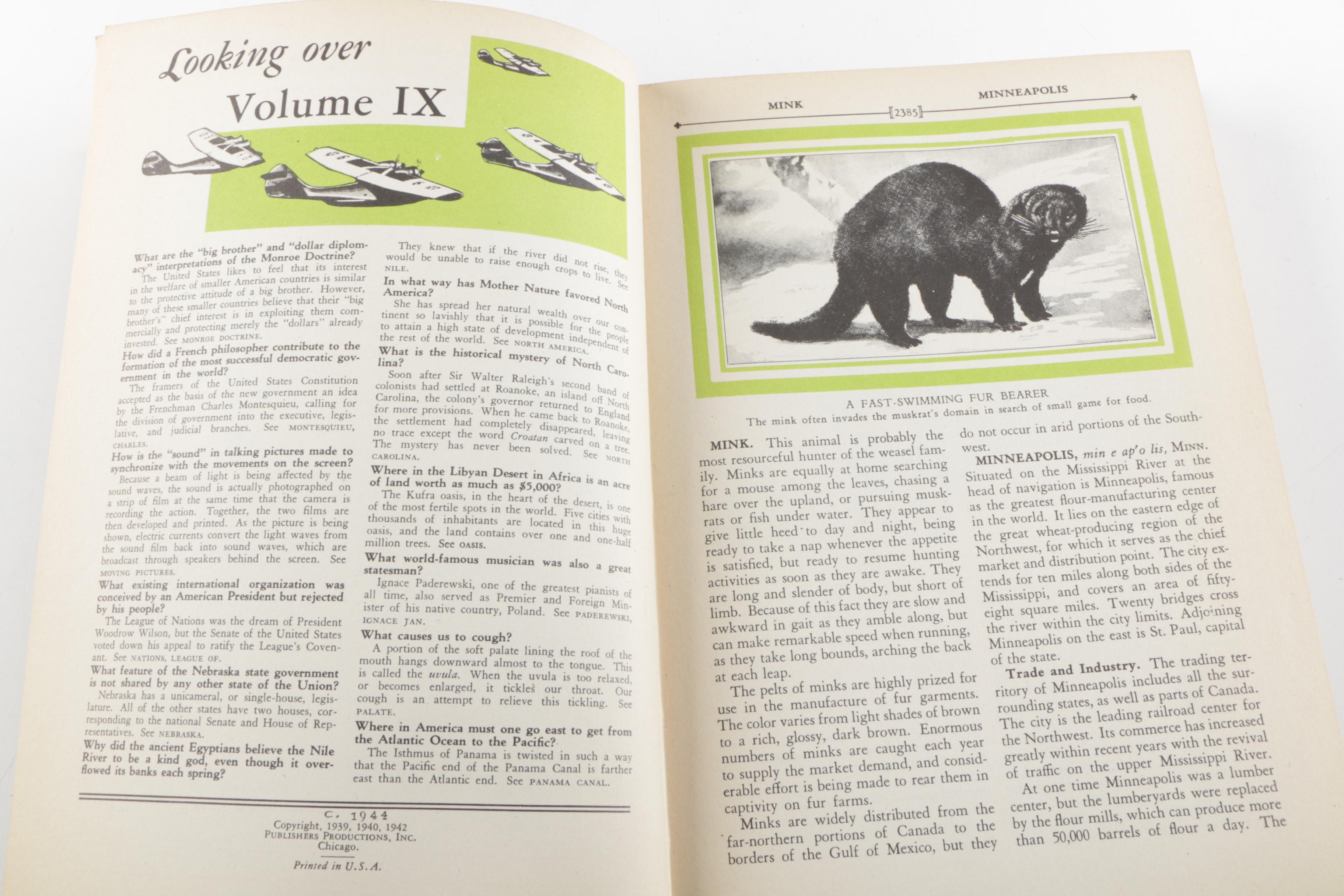 1945 "The Wonderland of Knowledge: A New Pictorial Encyclopedia" Volumes