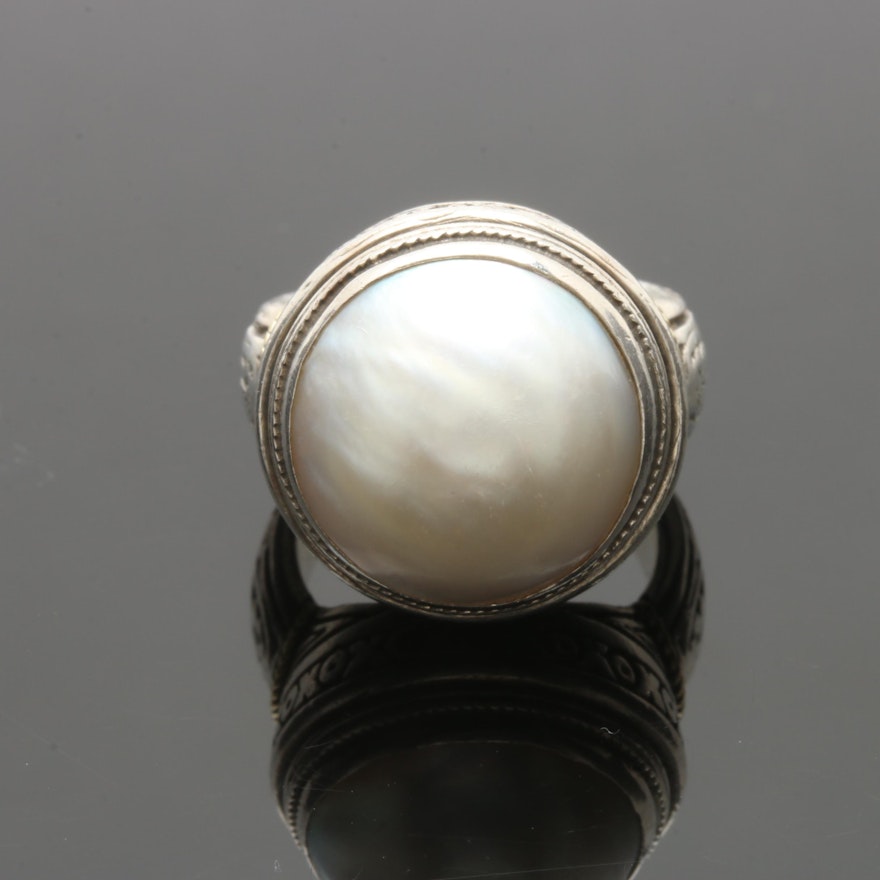 Konstantino Sterling Silver Mabé Pearl Ring with 18K Yellow Gold Accents