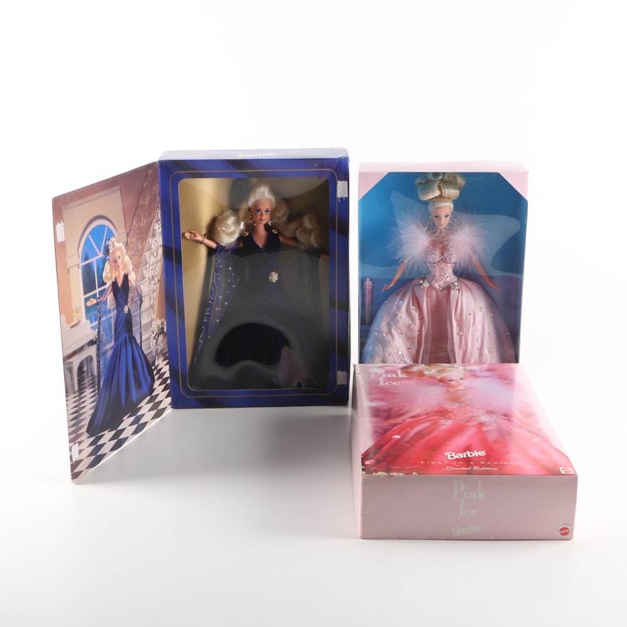 Mattel First in Series "Pink Ice" and "Sapphire Dream" Barbie Dolls