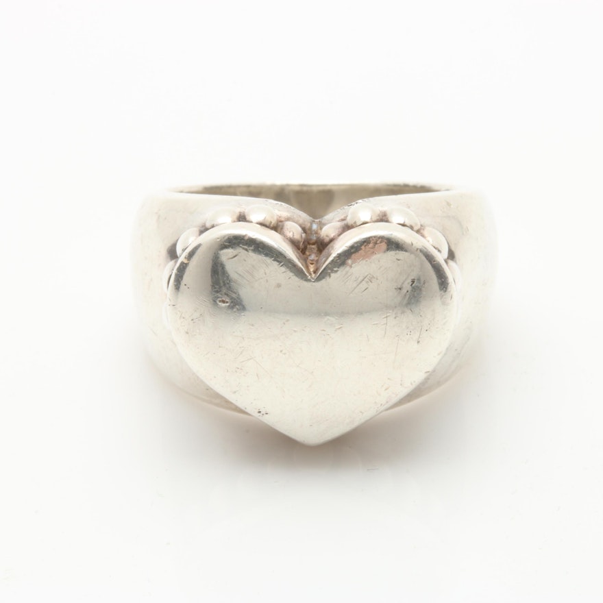 Caviar Sterling Silver Heart Ring