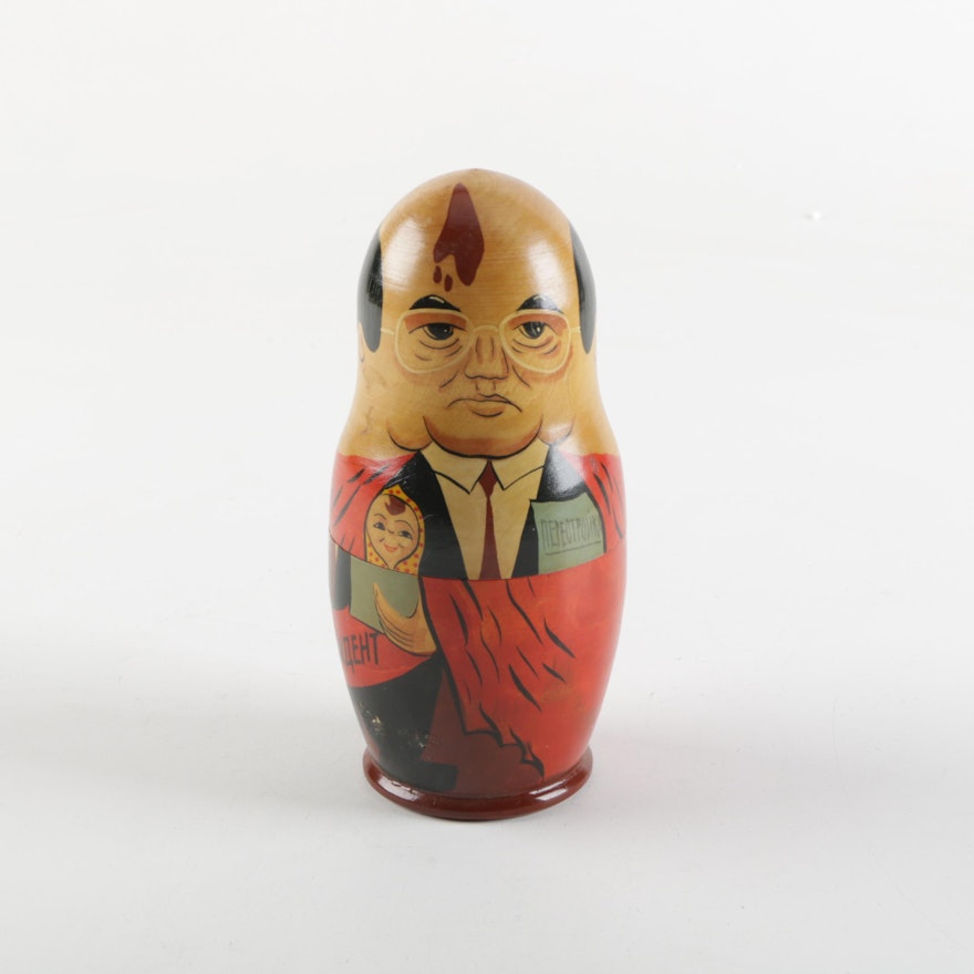 Hand-Painted Gorbachev Matryoshka Nesting Doll