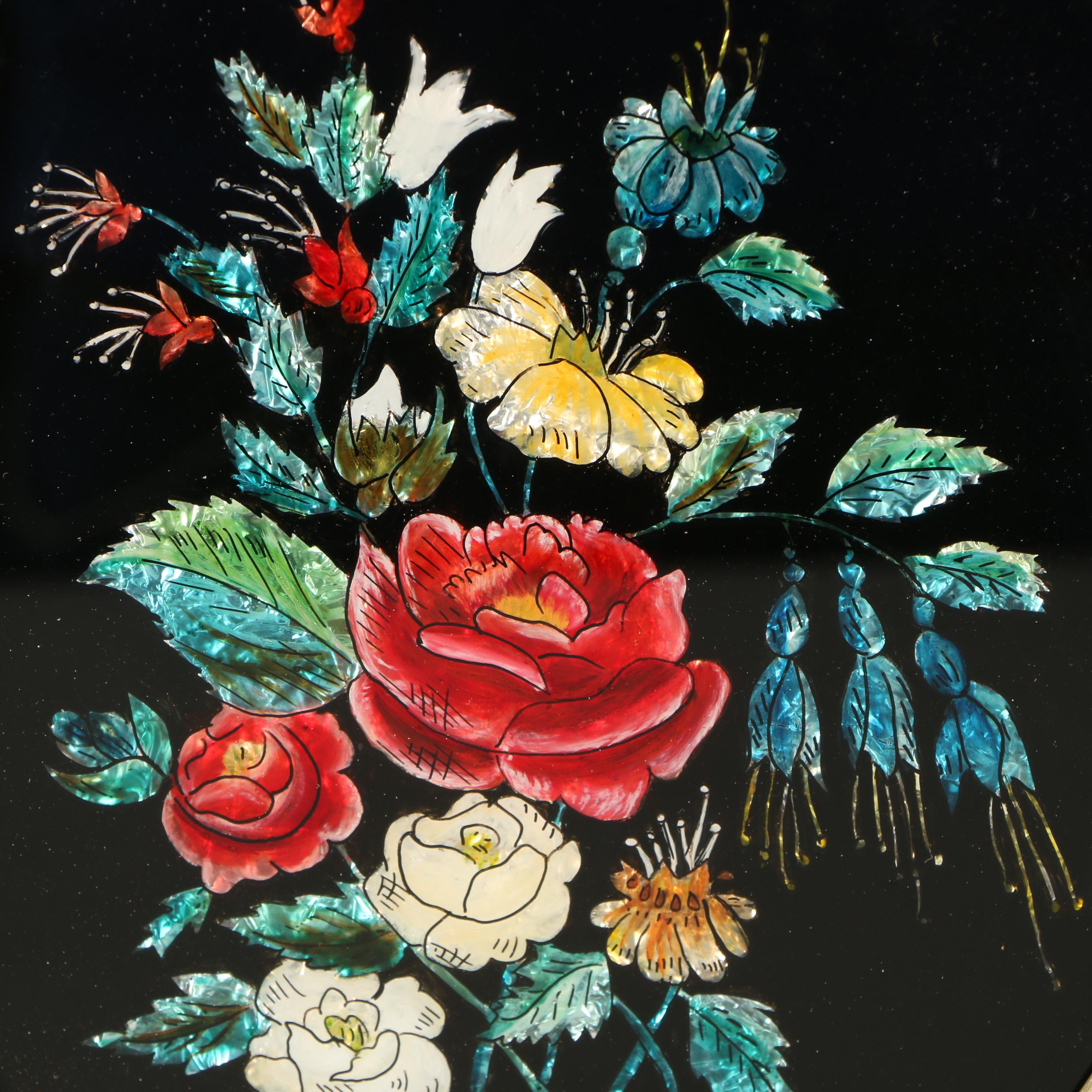 Flower-Themed Tinsel Paintings