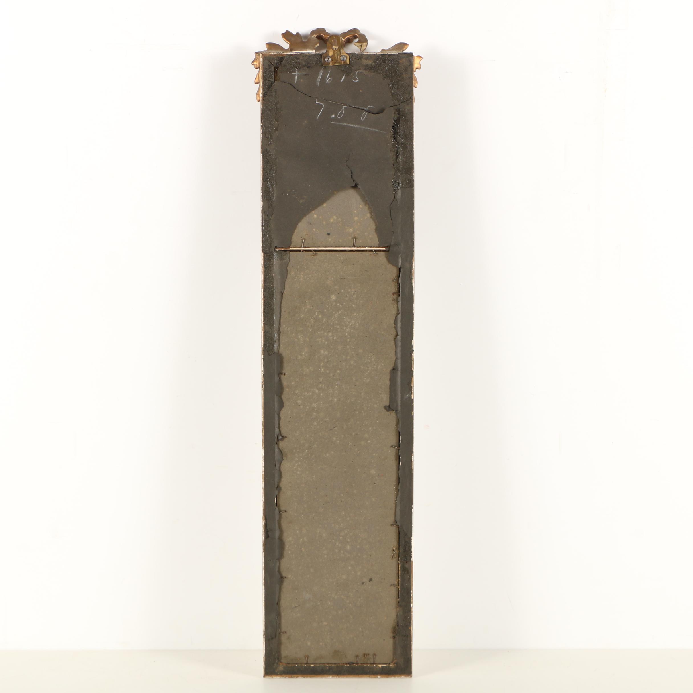 Antique Trumeau Mirror with Crayon Portrait